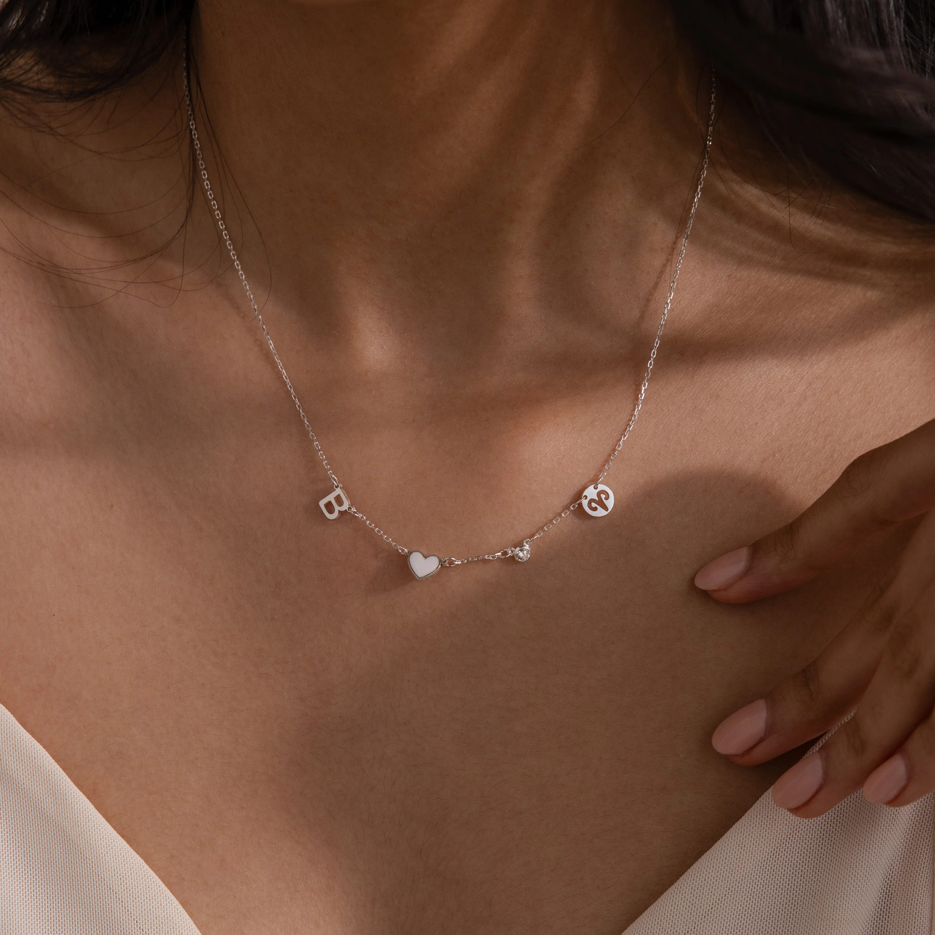 Dainty Space Charm Necklace in Silver - Image 2
