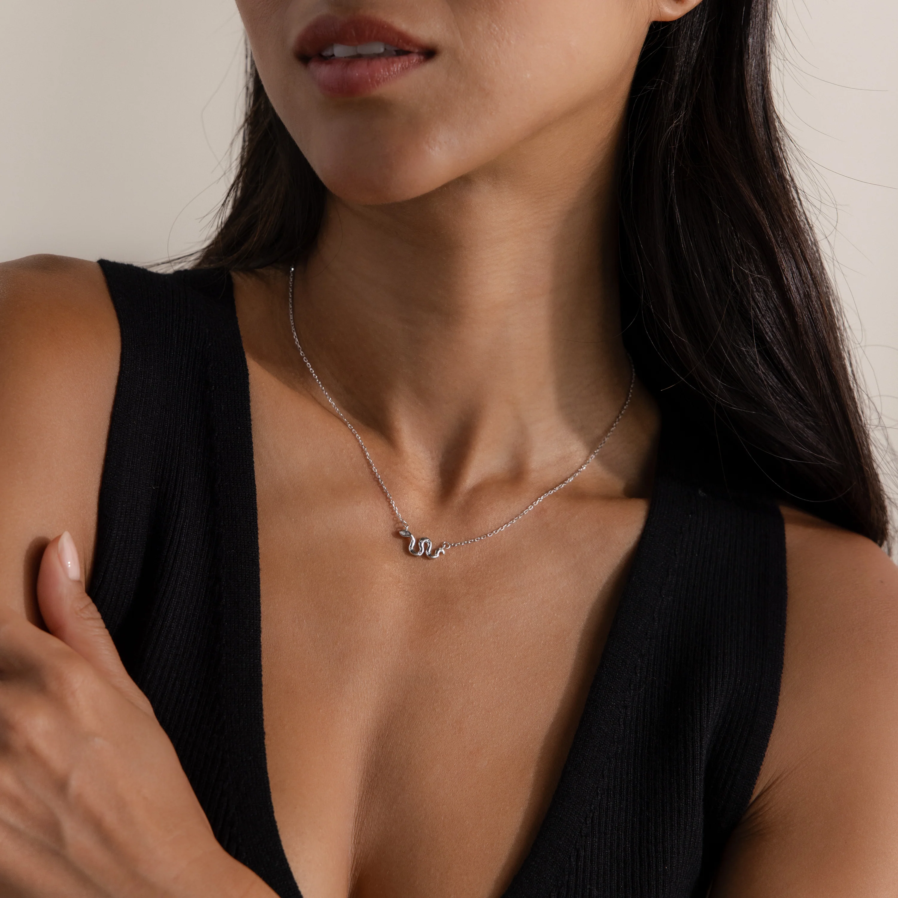 Dainty Viper Necklace in Silver - Image 6