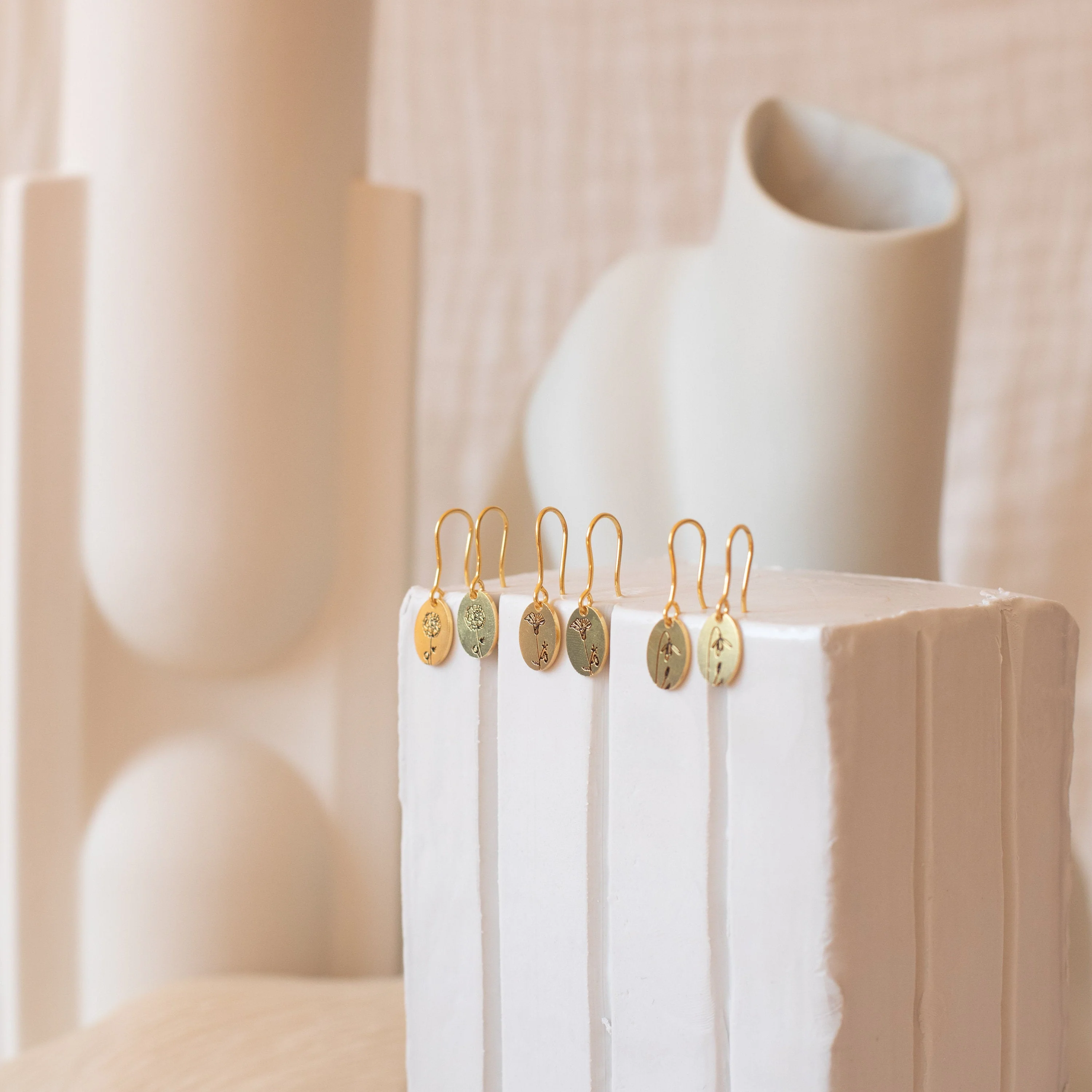 Dangling Birth Flower Earrings - Image 3