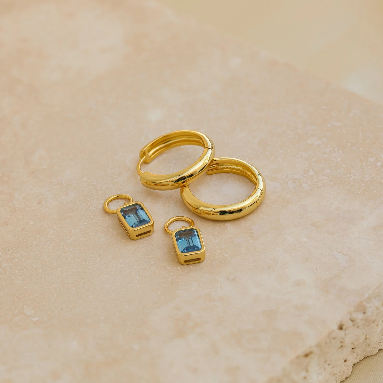 Dangling Gemstone Hoops - Image 5