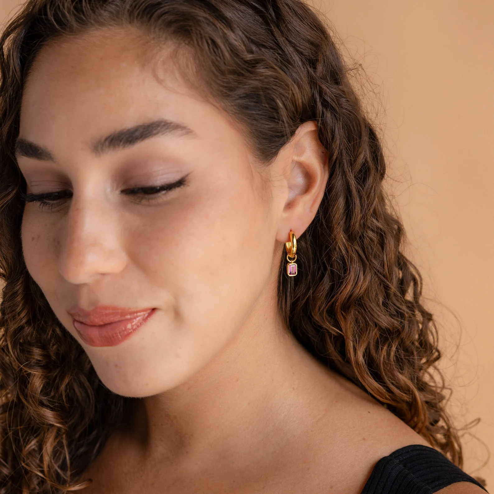 Dangling Gemstone Hoops - Image 6