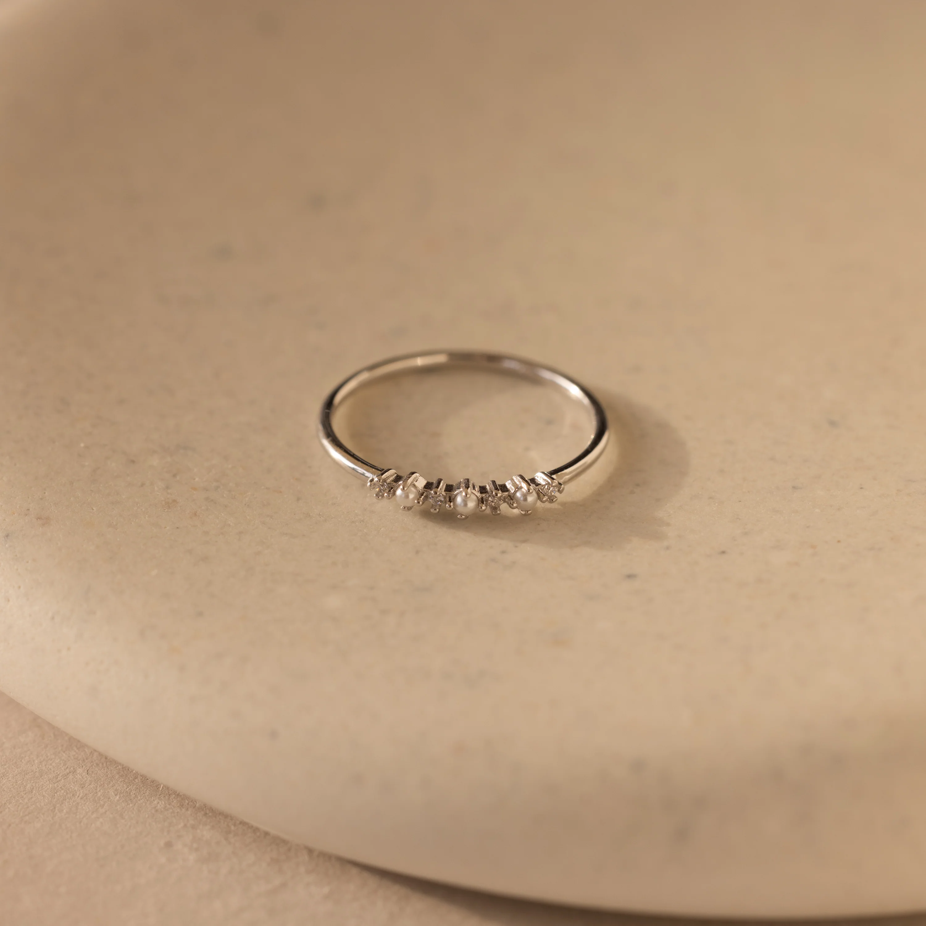 Delicate Pearl Diamond Ring - Image 4