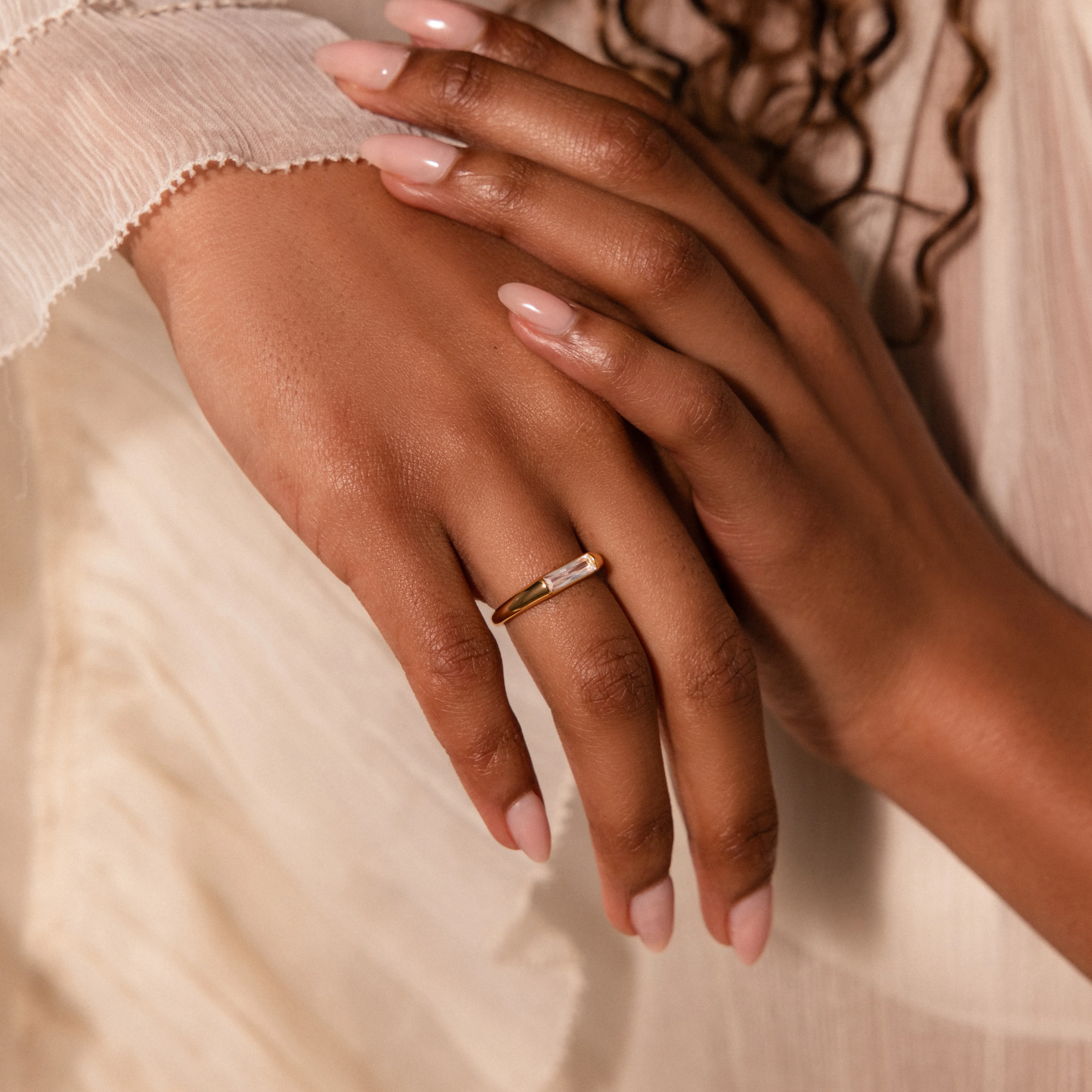Diamond Baguette Signet Ring - Image 2
