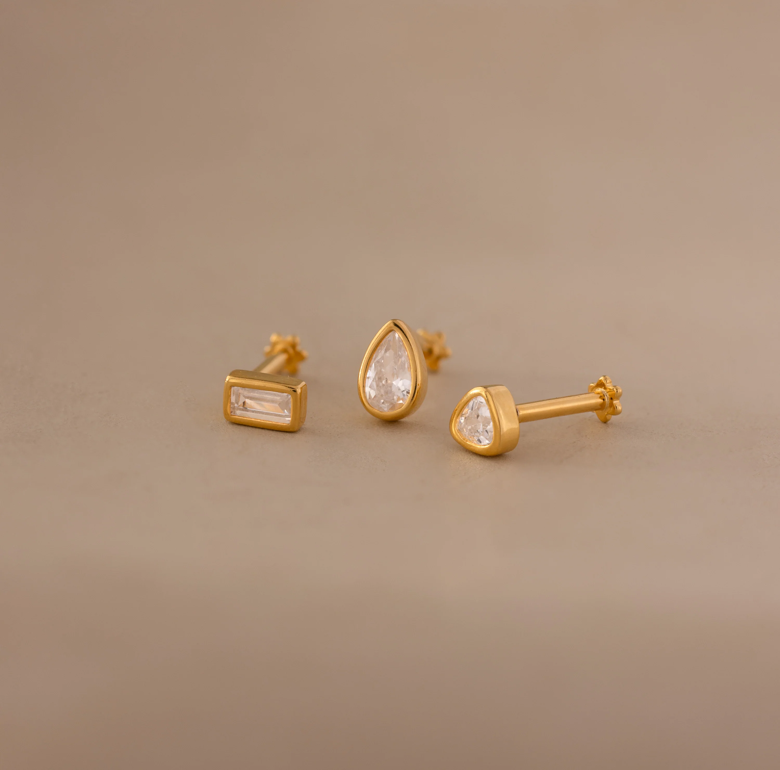 Diamond Bezel Flatback Studs Set - Image 2