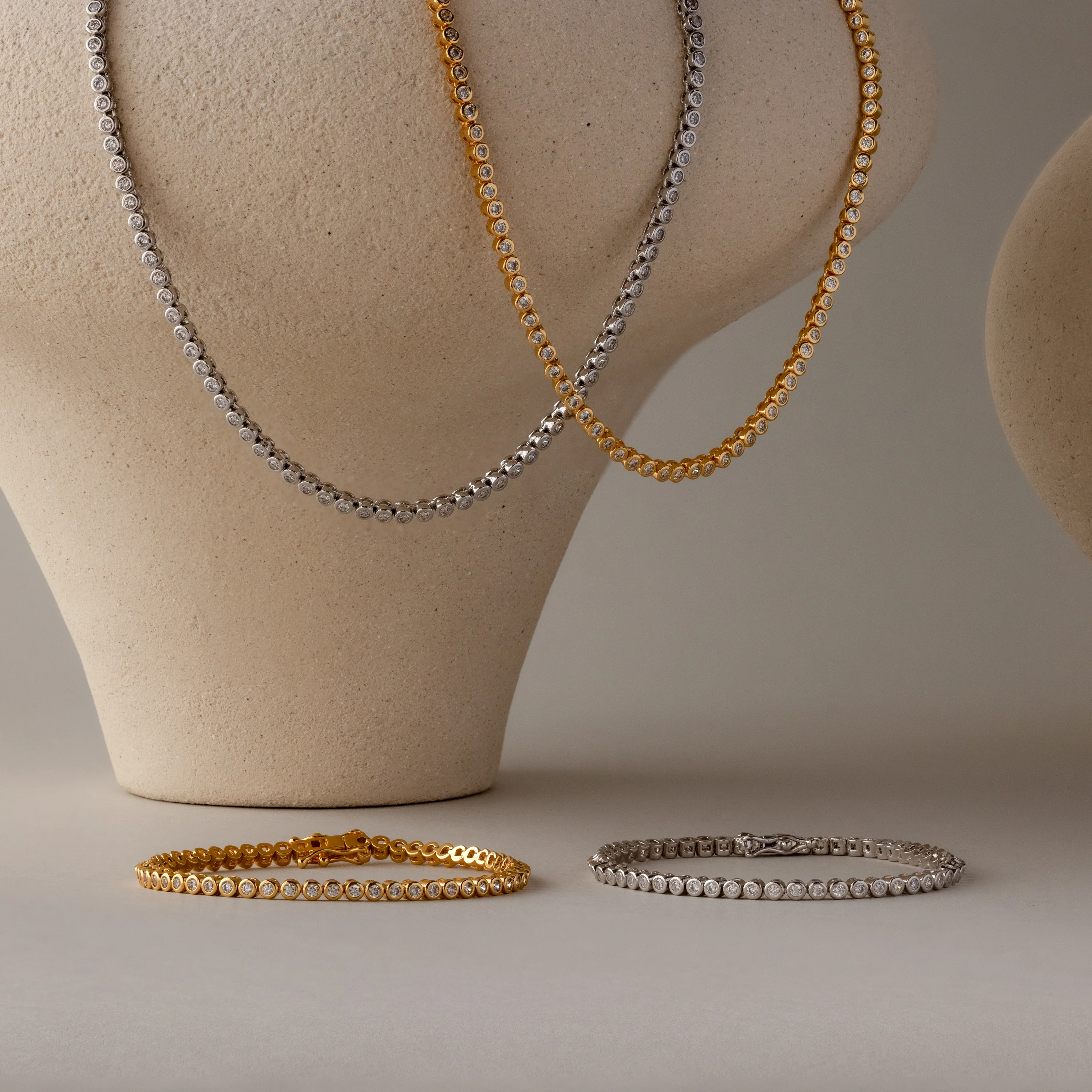 Diamond Bezel Tennis Necklace & Bracelet Set - Image 7
