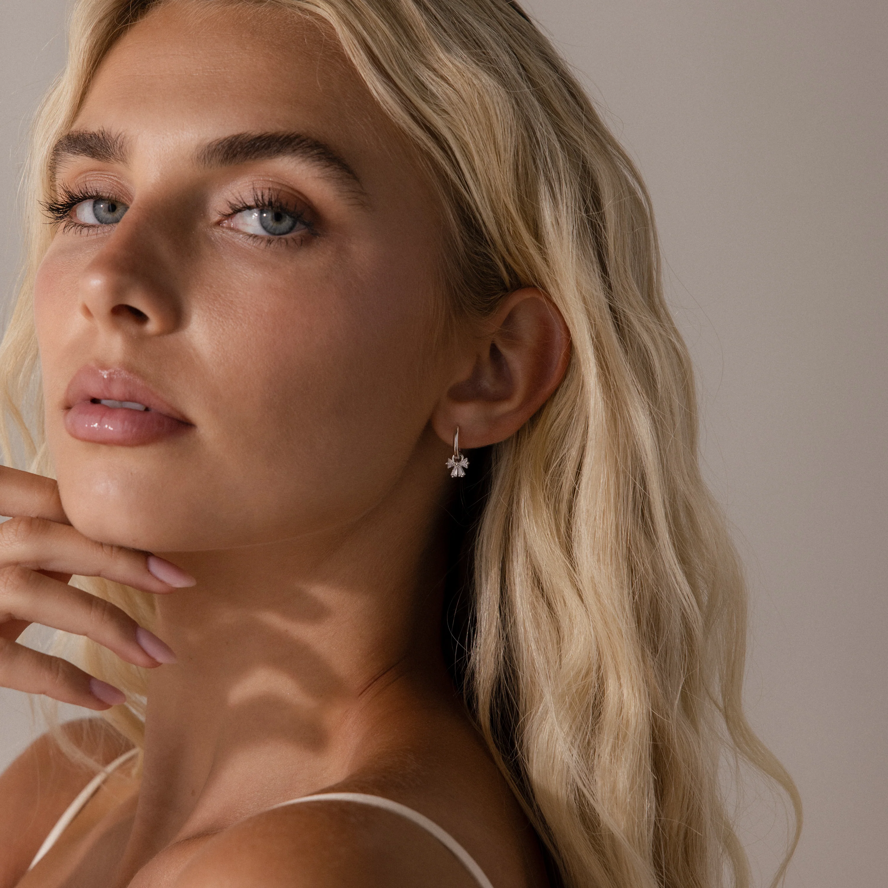 Diamond Bow Hoops in Silver - Image 4