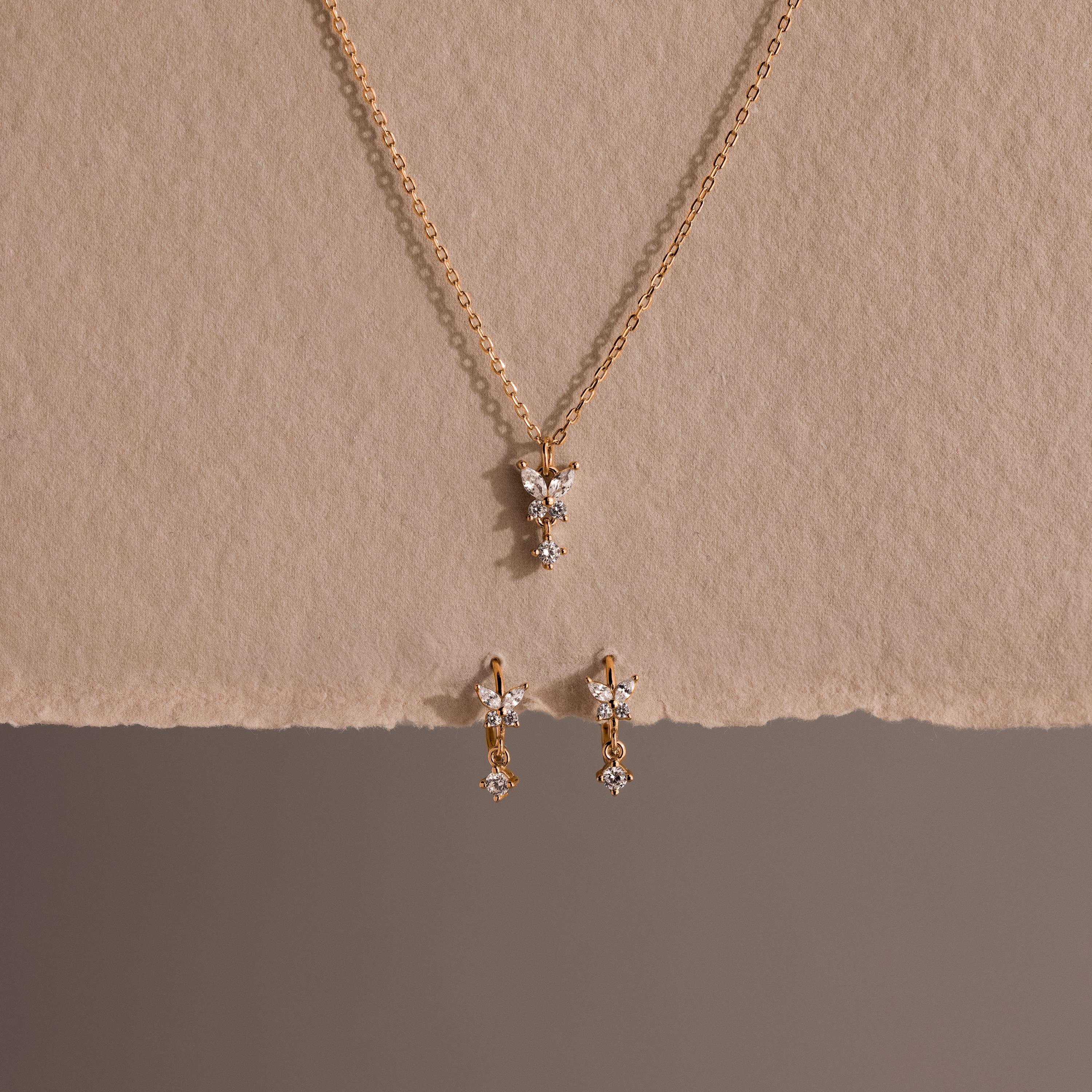 Diamond Butterfly Necklace & Earrings Set - Image 6