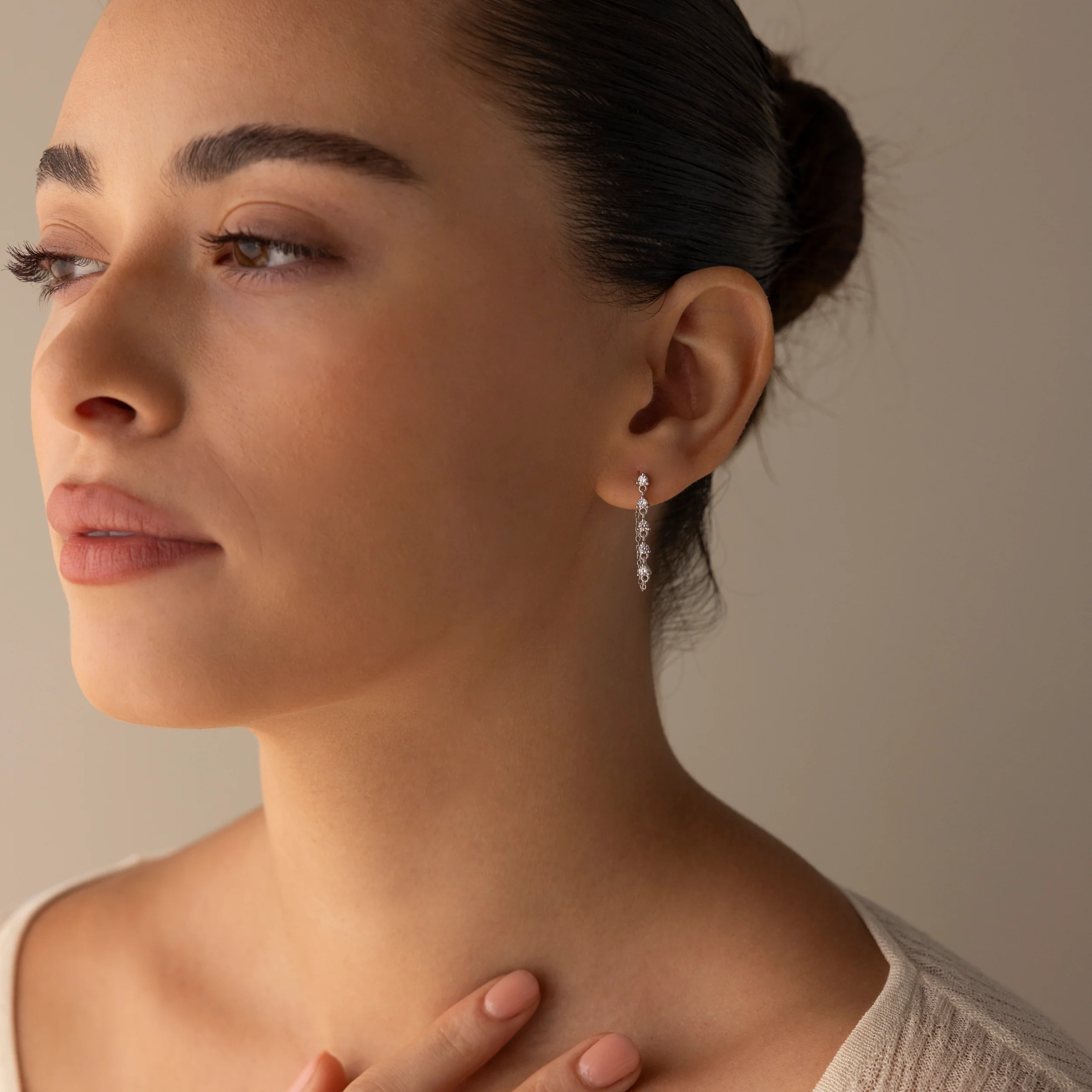 Diamond Chain Drop Earrings - Image 6