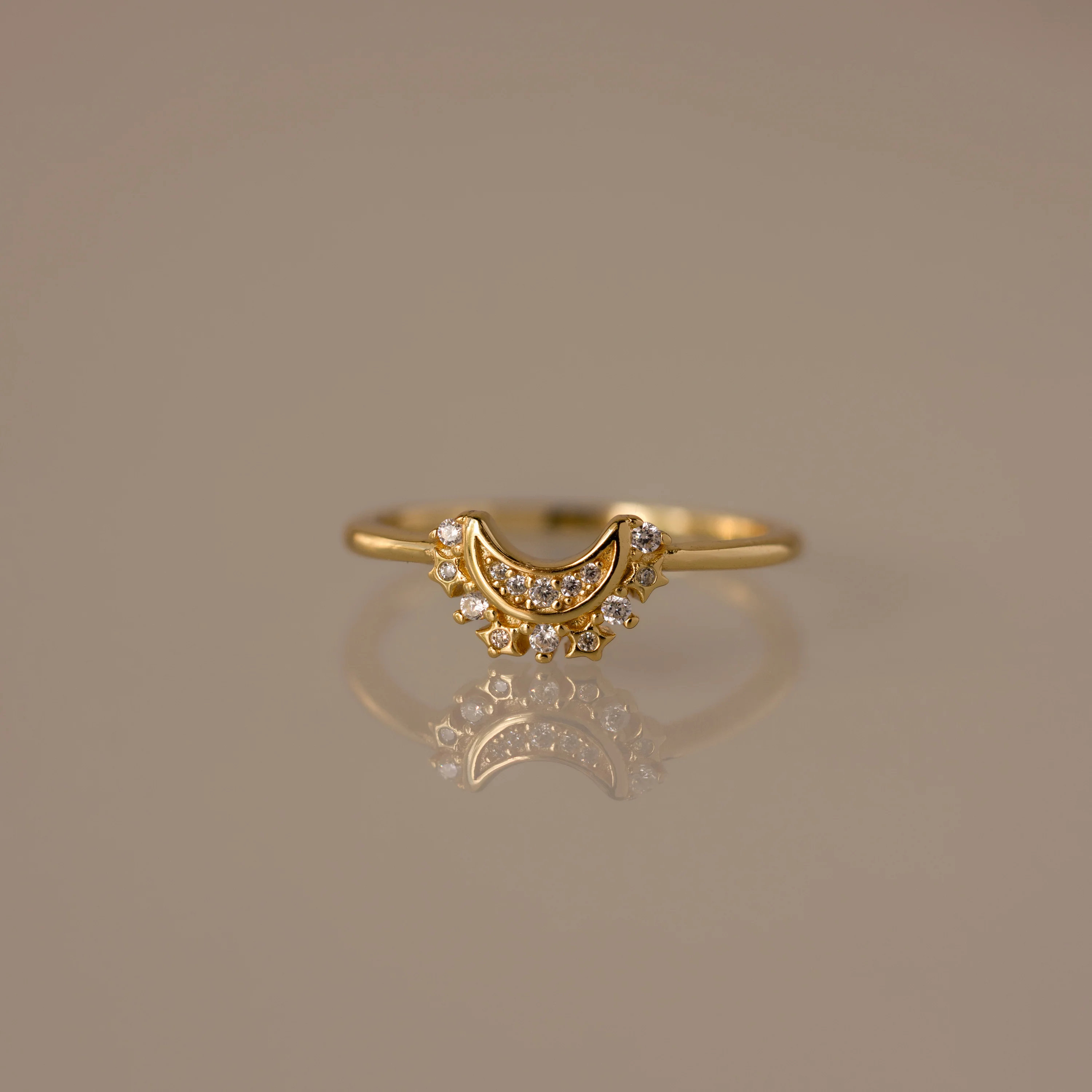 Diamond Crescent Moon Ring