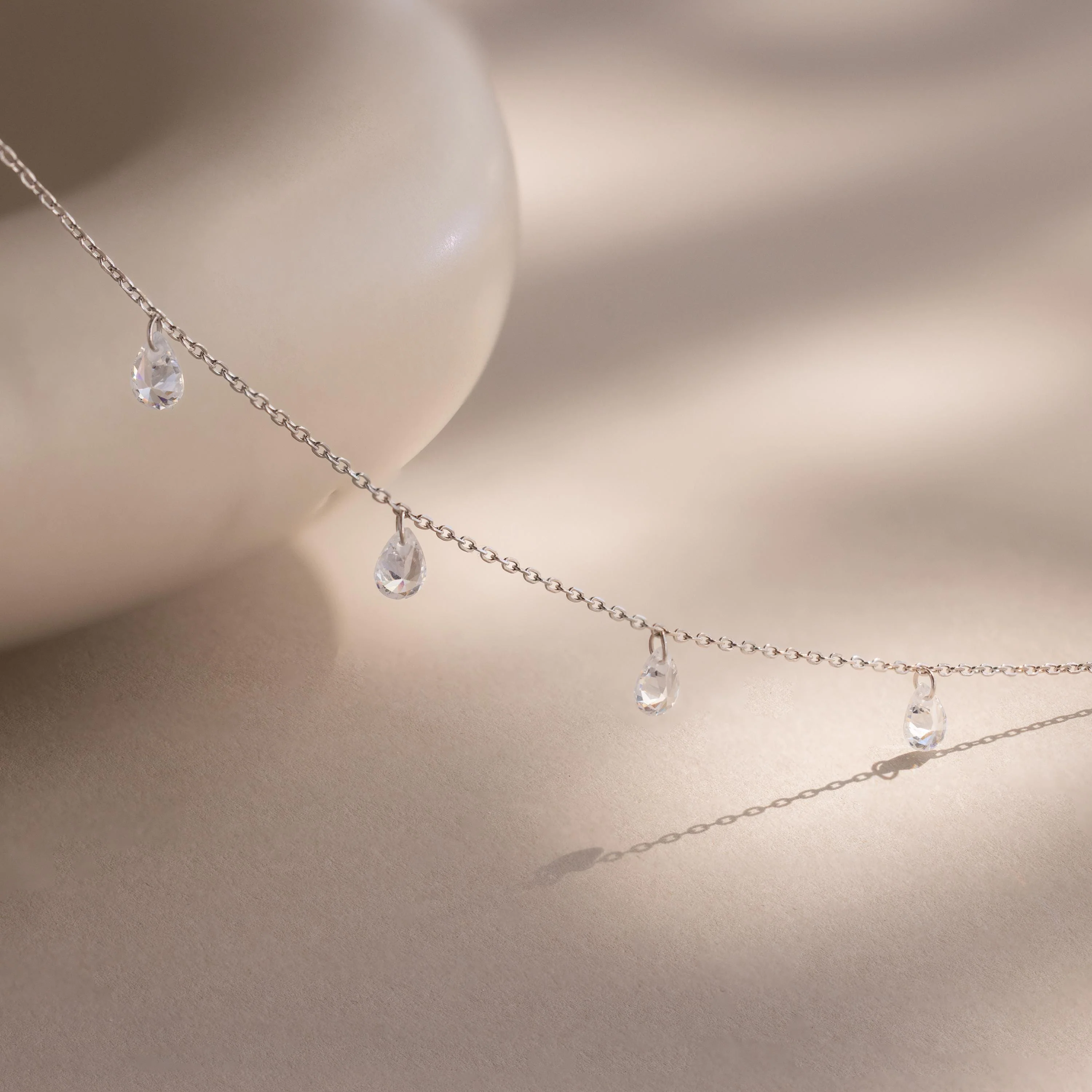 Diamond Drop Station Necklace in Silver - Image 3