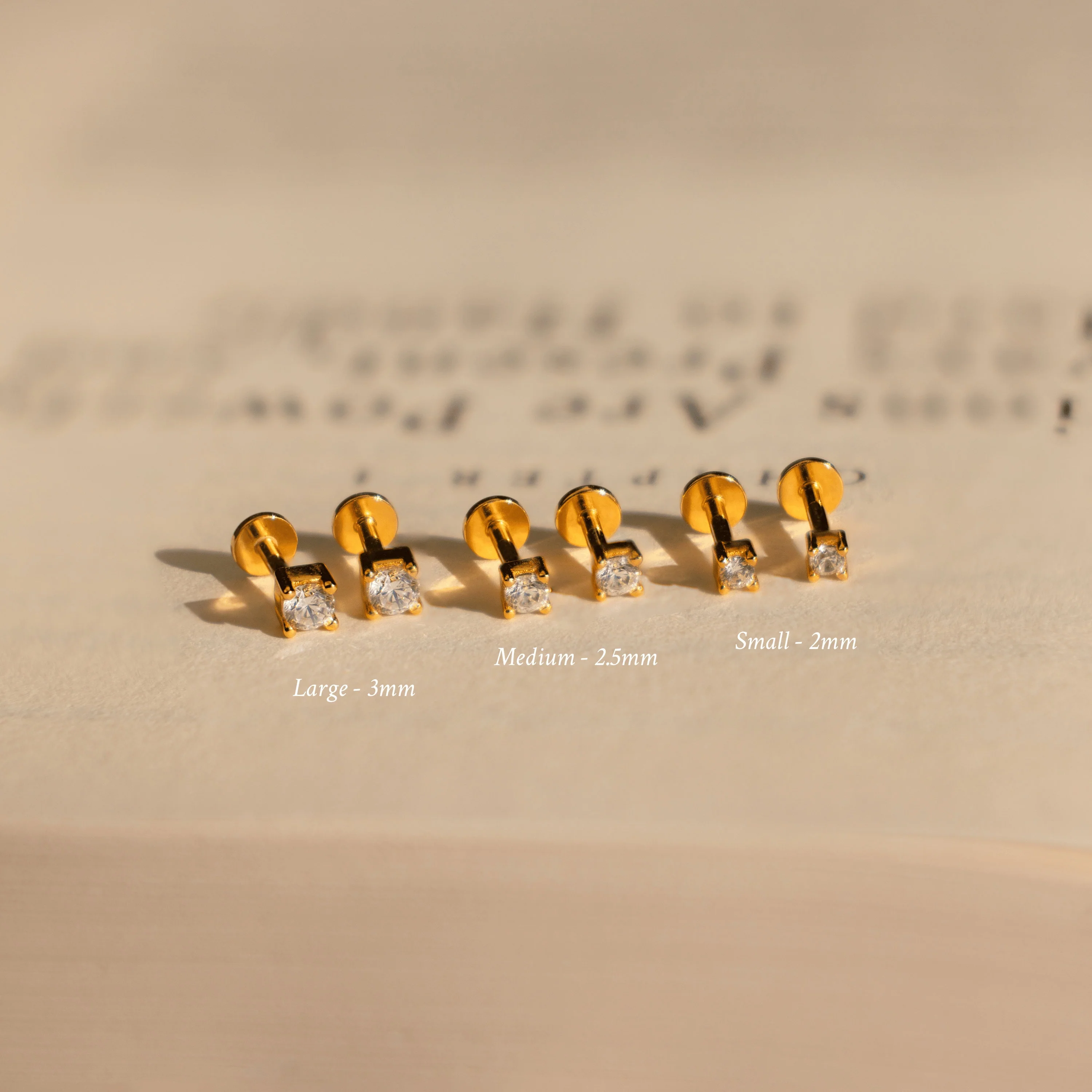 Diamond Flatback Studs Set in 18K Gold