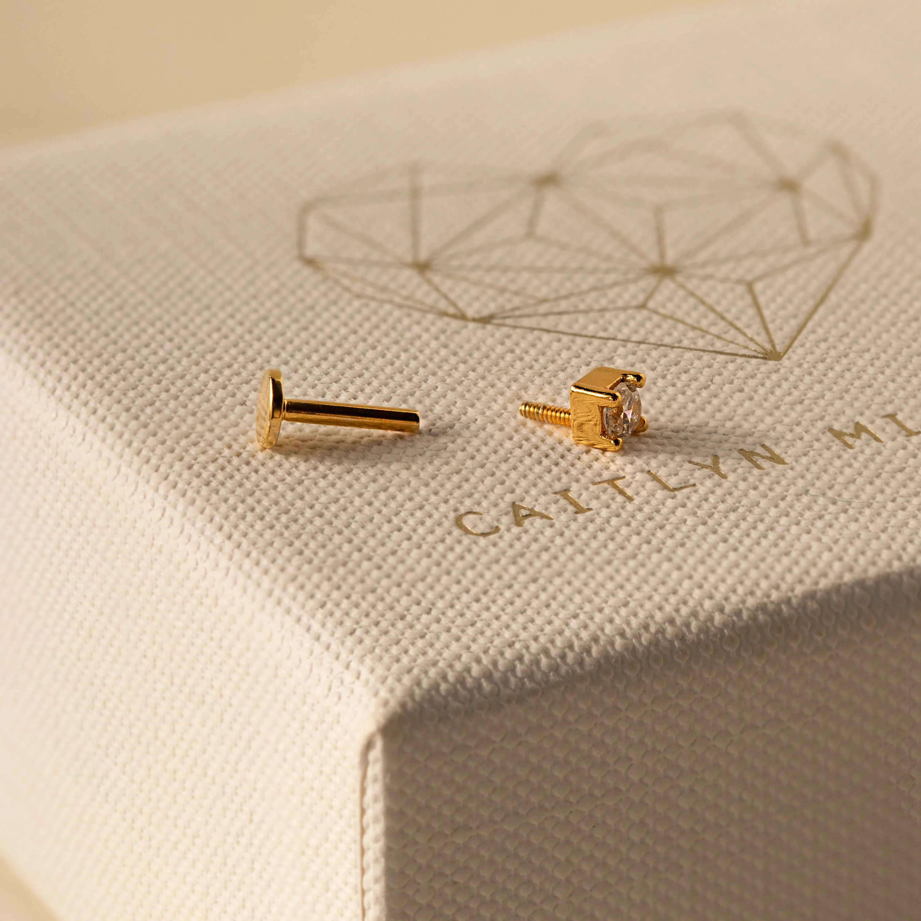 Diamond Flatback Studs Set in 18K Gold - Image 6