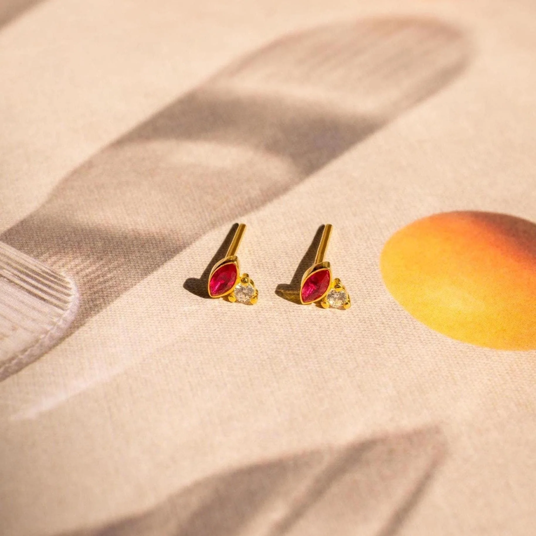 Diamond Marquise Birthstone Studs - Image 3