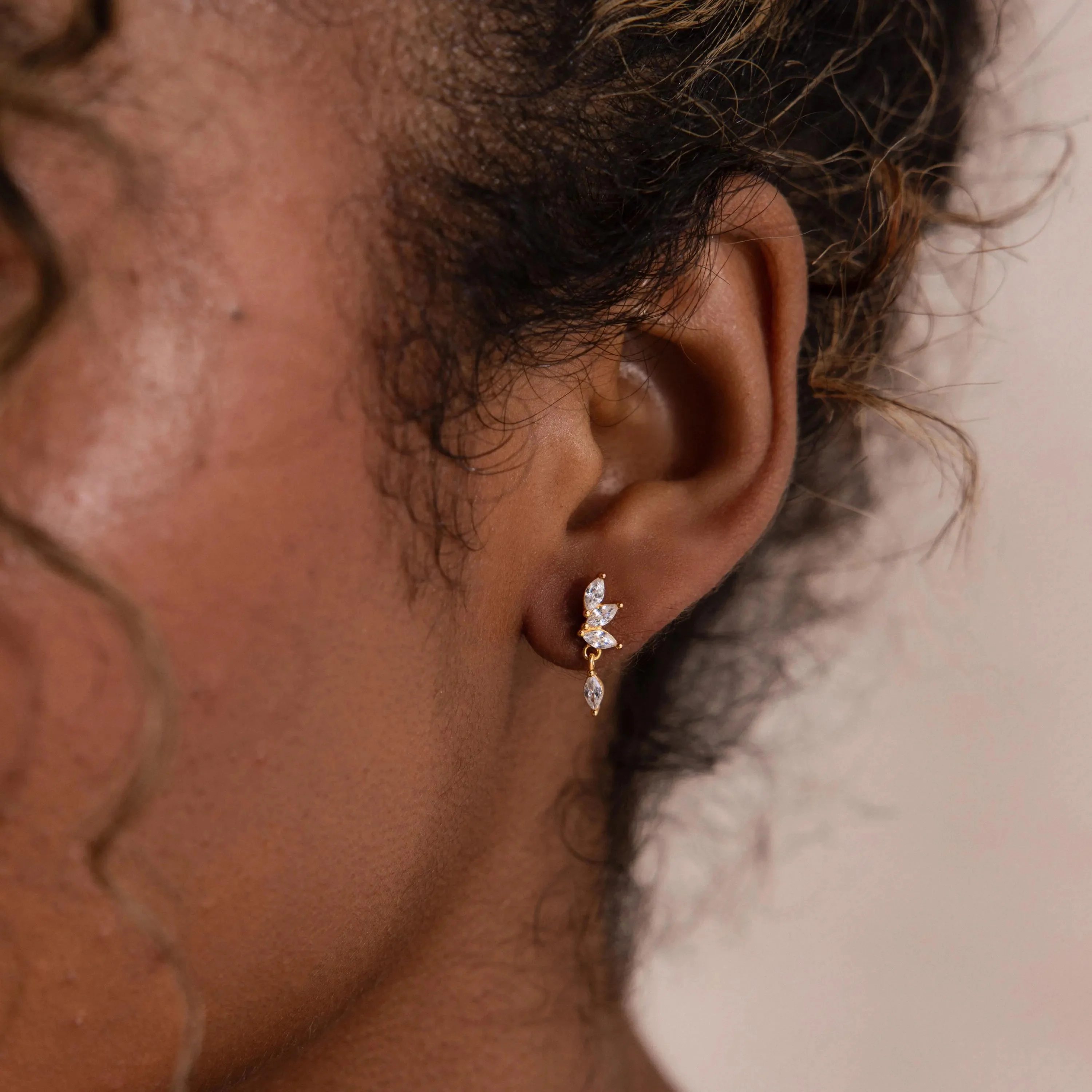 Diamond Marquise Drop Studs in 18K Gold - Image 2