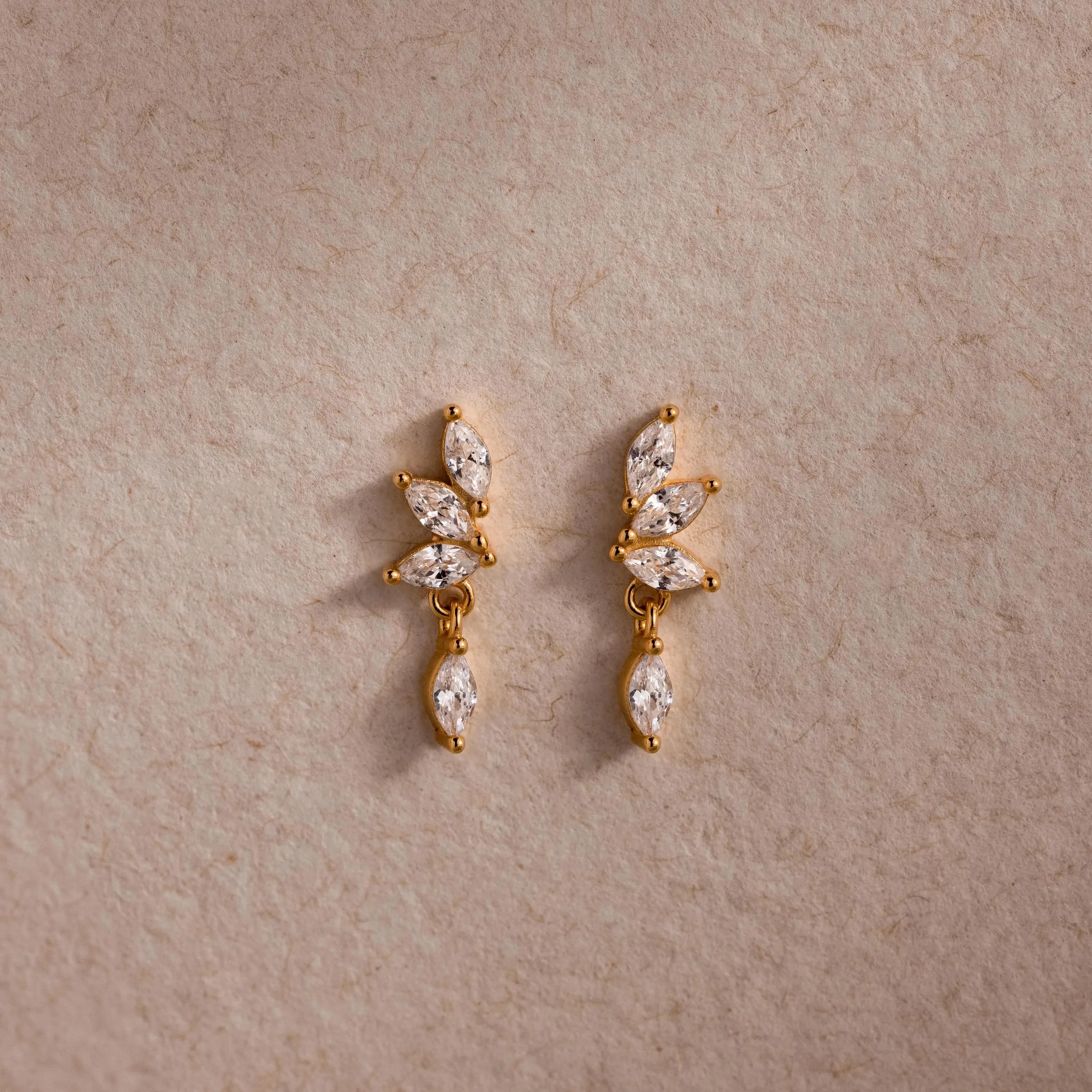 Diamond Marquise Drop Studs in 18K Gold - Image 3