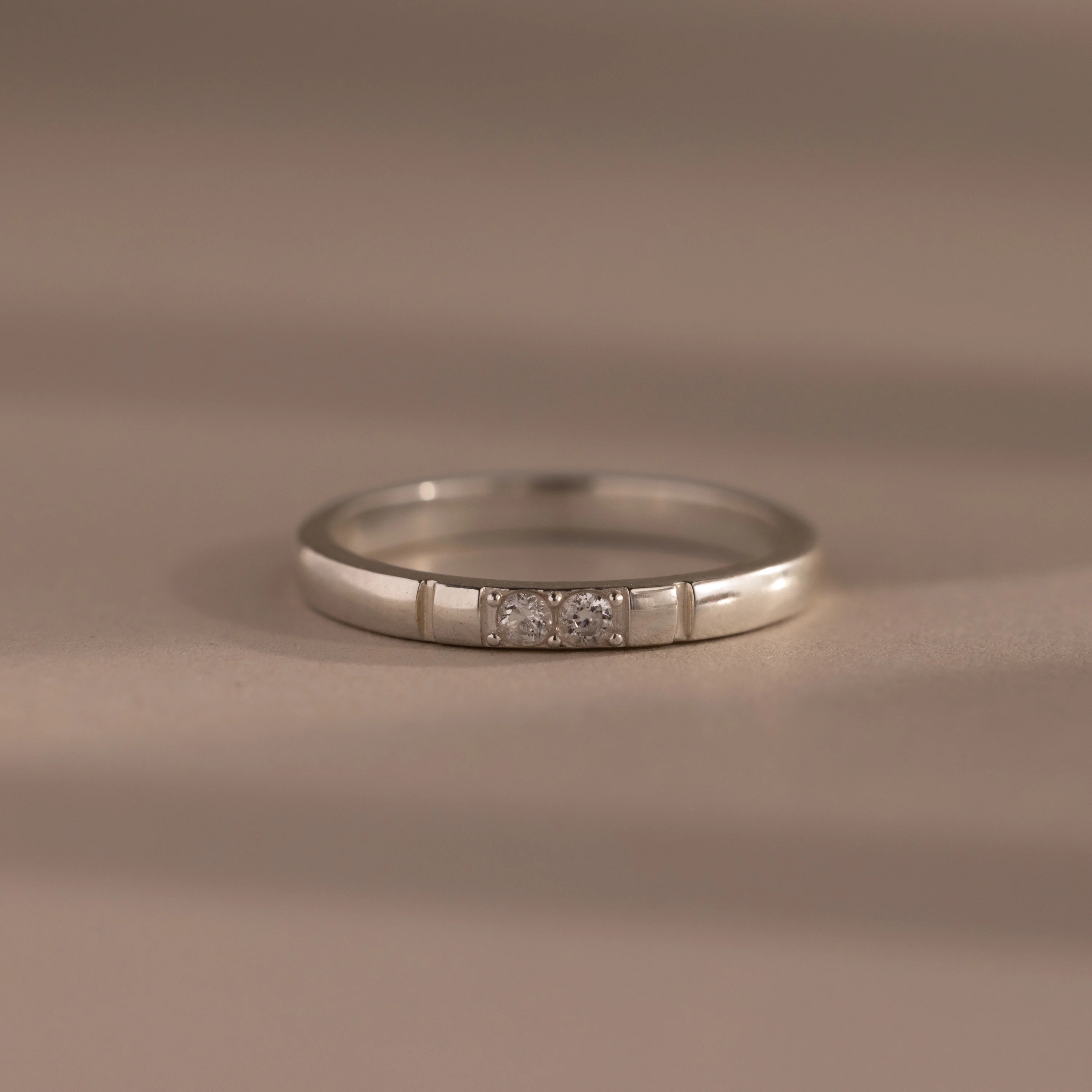 Diamond Morse Code Ring in Silver