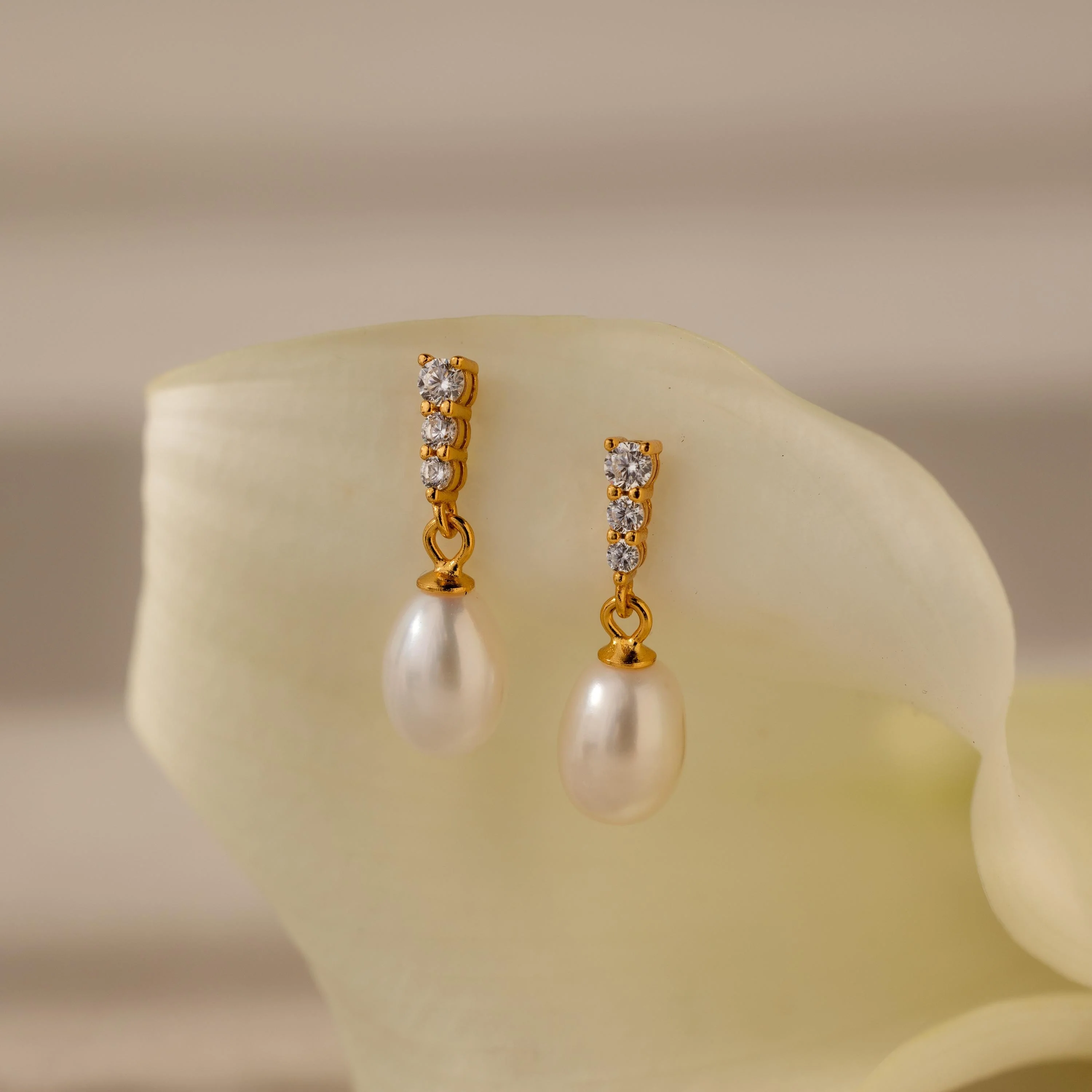 Diamond Pearl Droplet Earrings in 18K Gold - Image 5