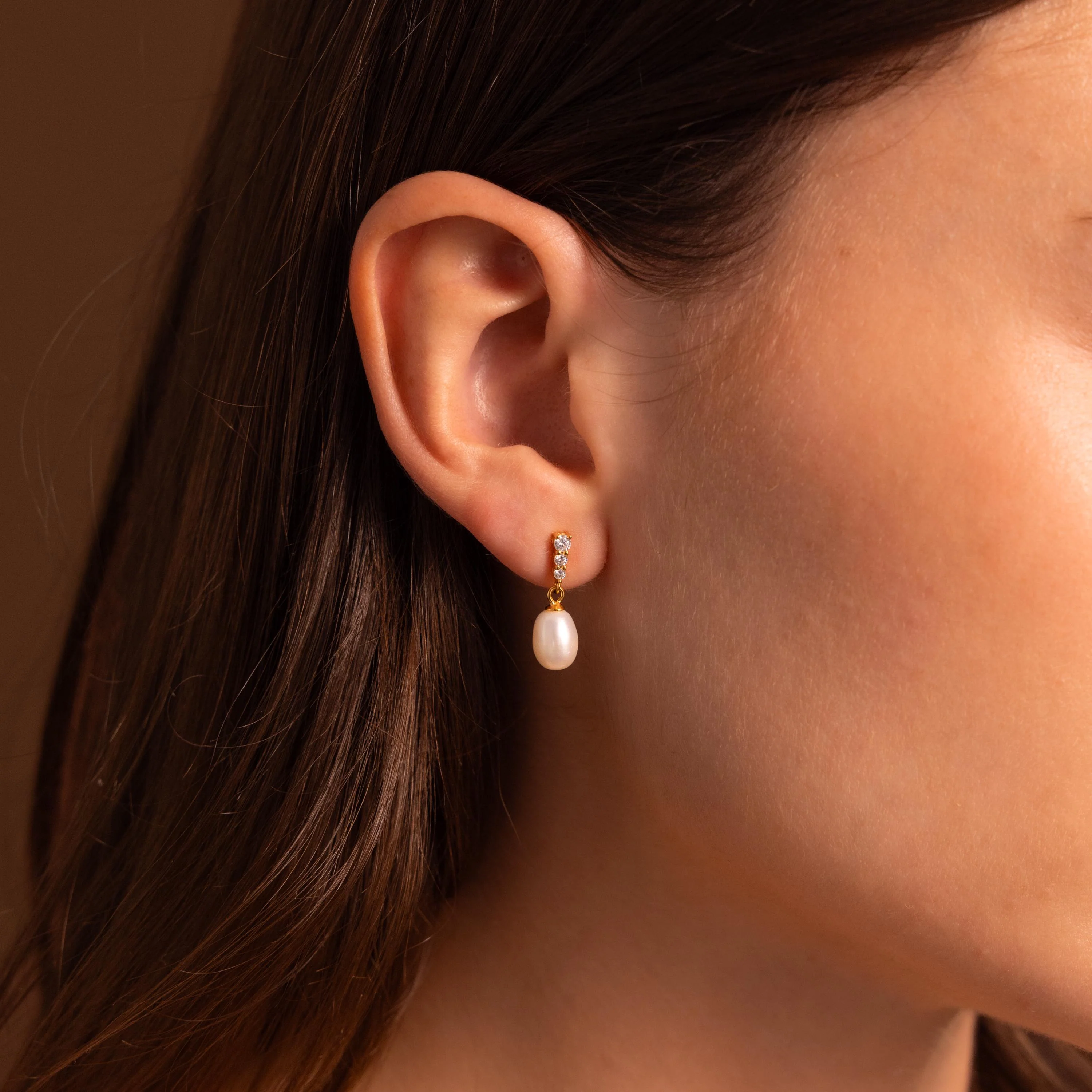Diamond Pearl Droplet Earrings - Image 3