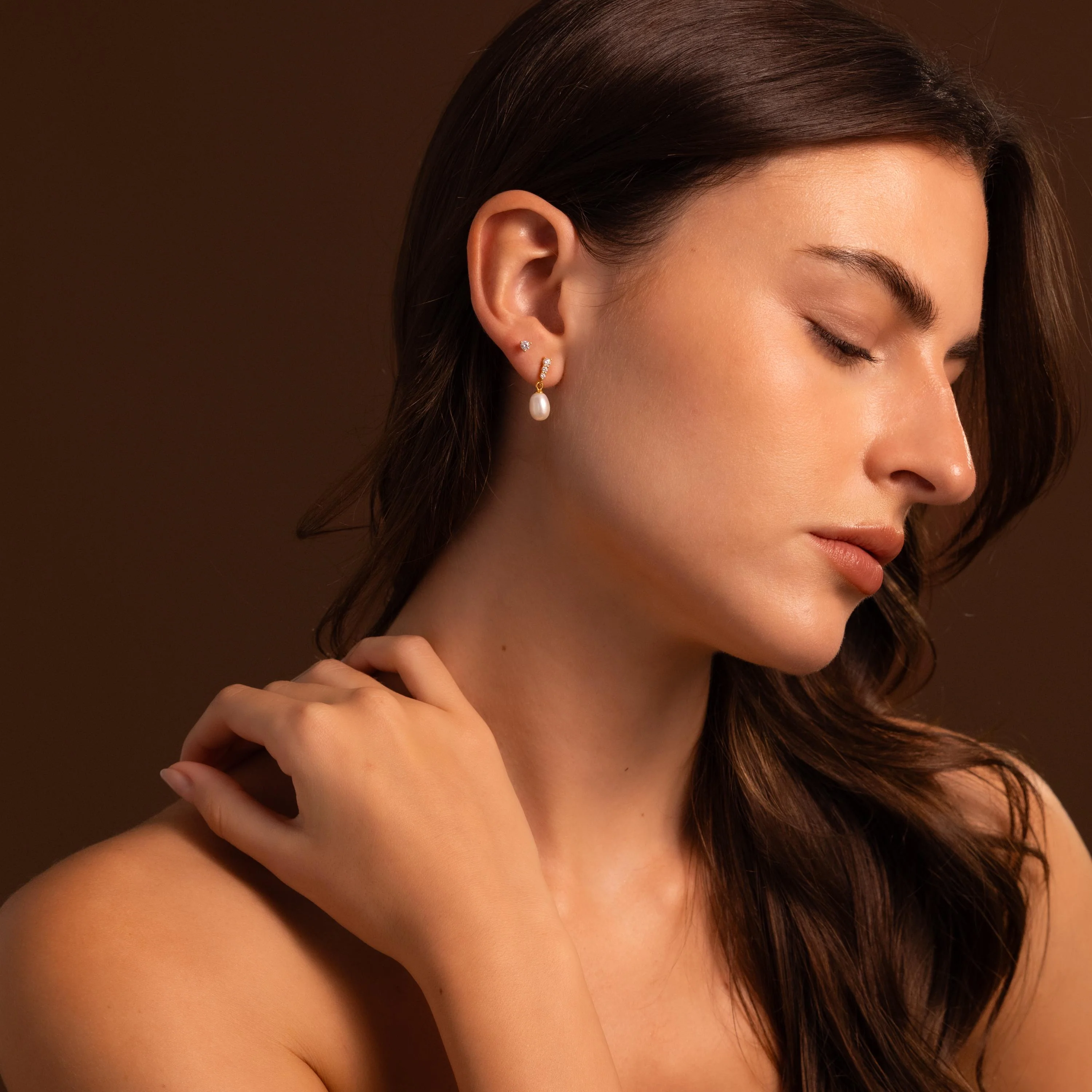Diamond Pearl Droplet Earrings - Image 5
