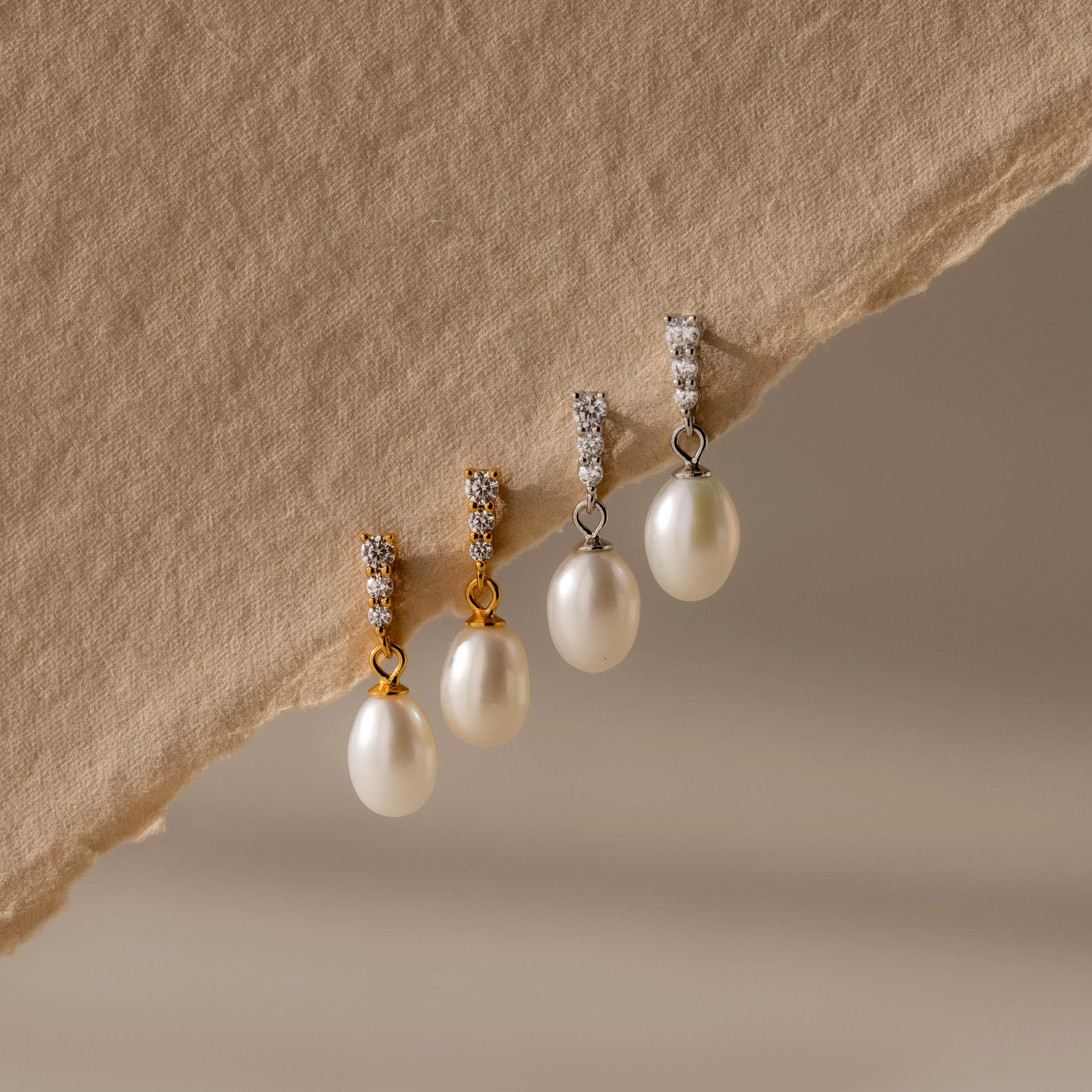 Diamond Pearl Droplet Earrings - Image 8