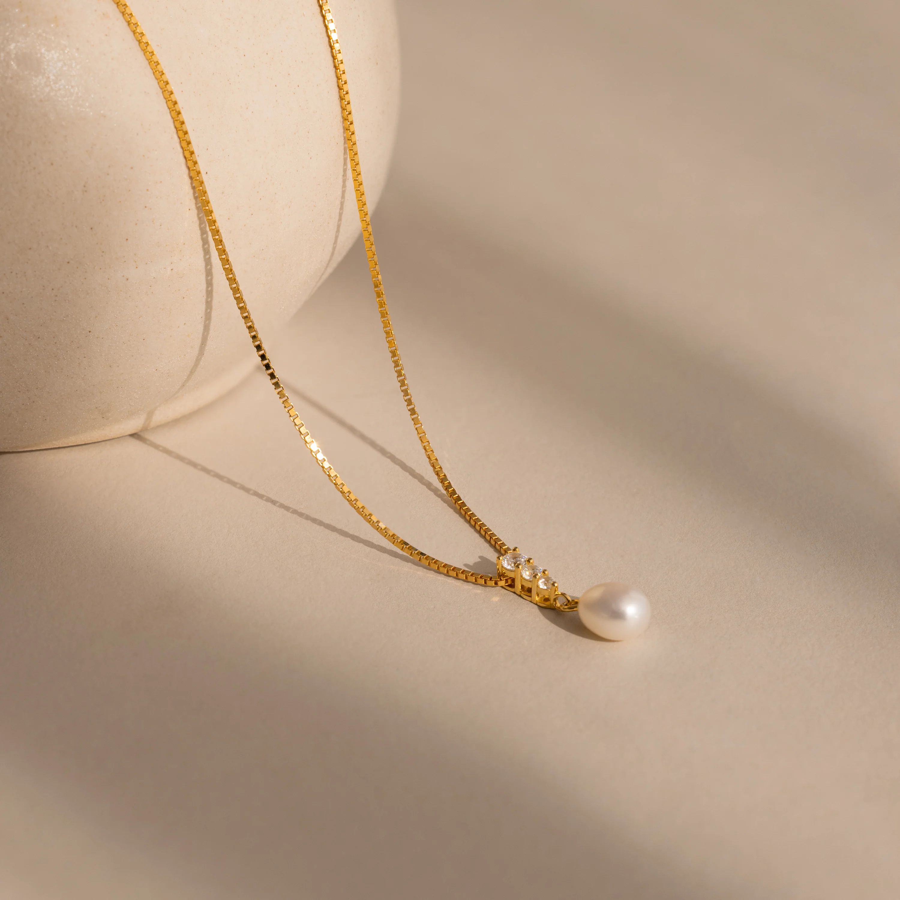 Diamond Pearl Droplet Necklace in 18K Gold - Image 7