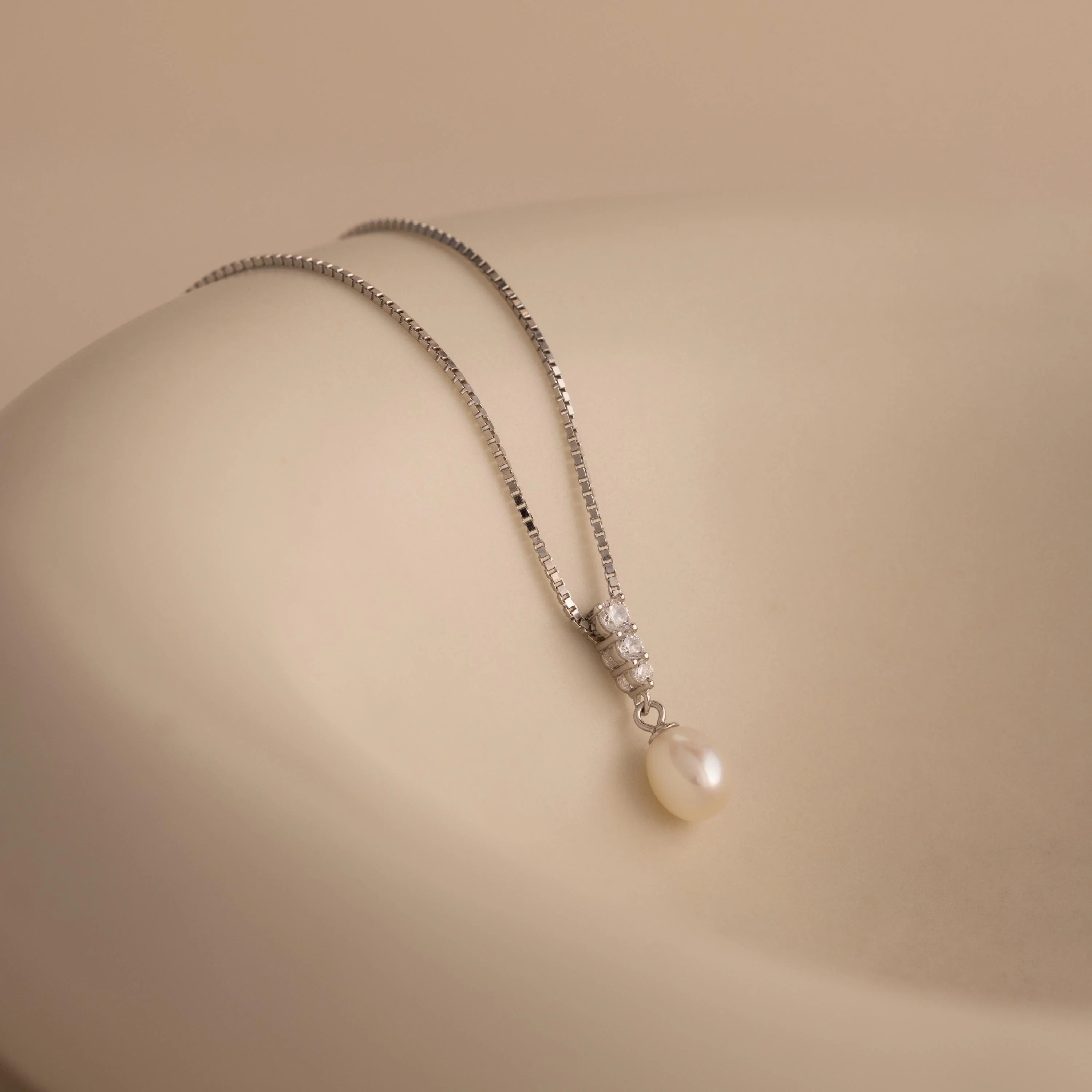Diamond Pearl Droplet Necklace - Image 6