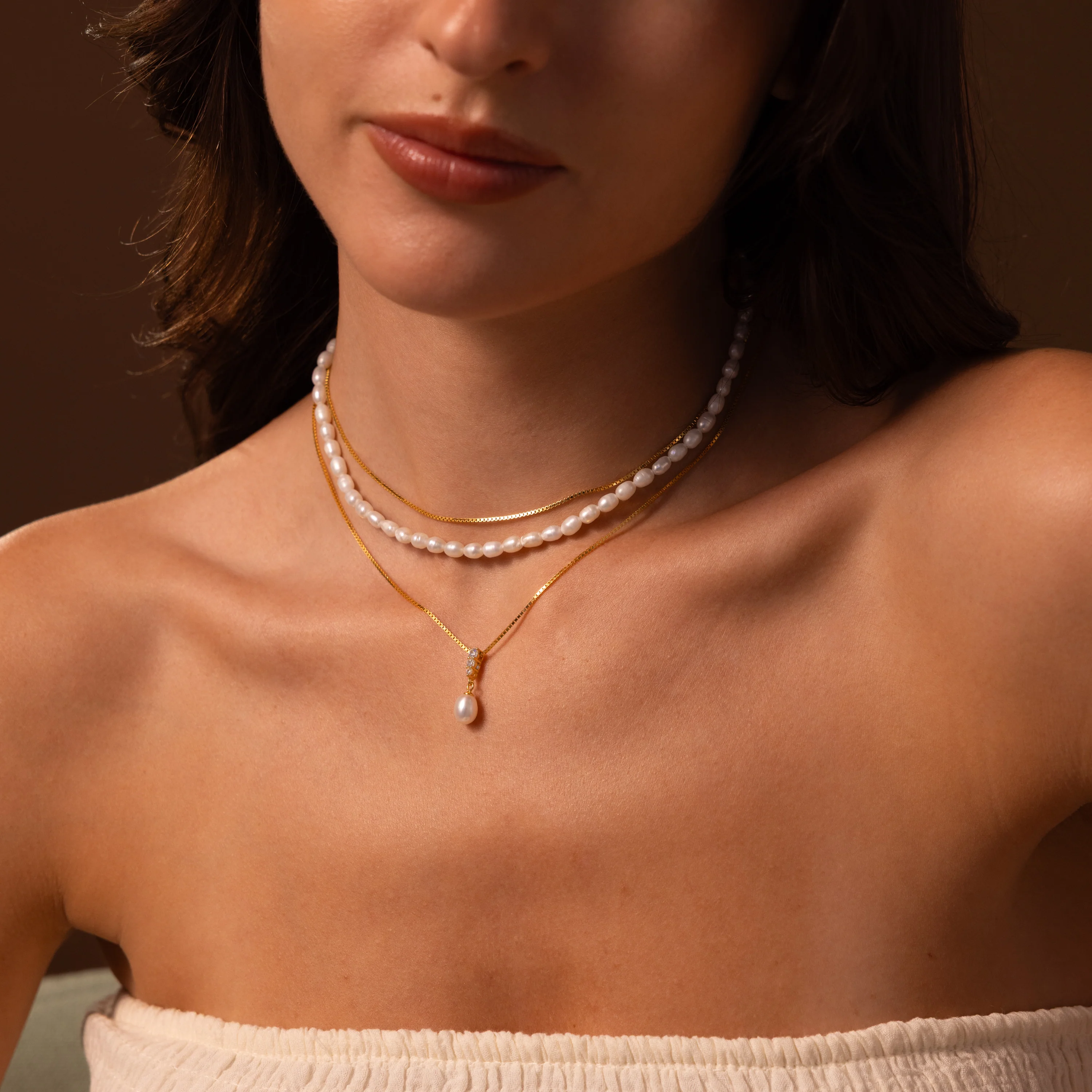 Diamond Pearl Droplet Necklace - Image 9