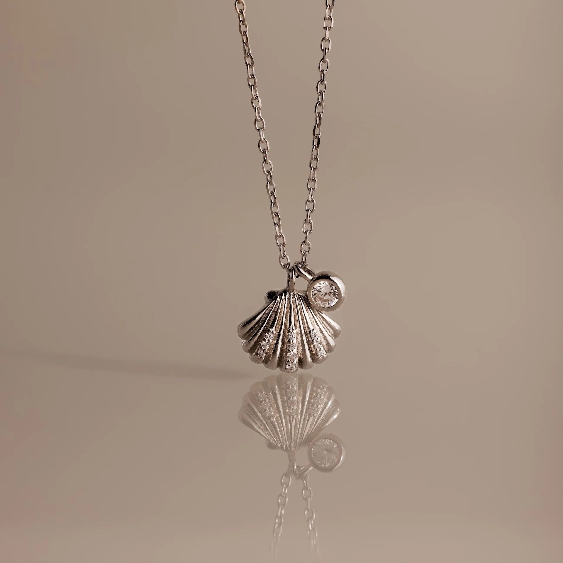 Diamond Seashell Charm Necklace - Image 2