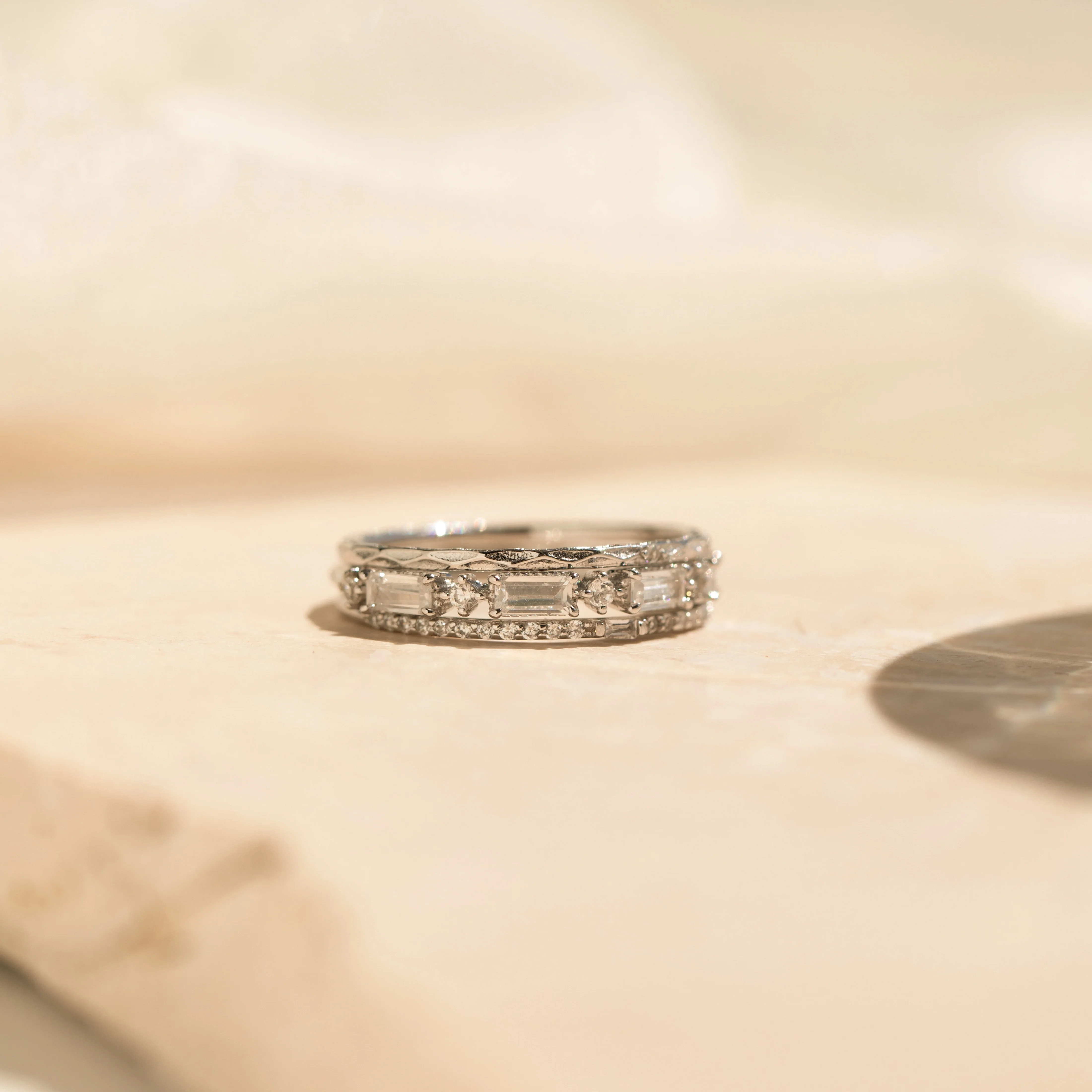 Diamond Stacking Ring Set in Silver