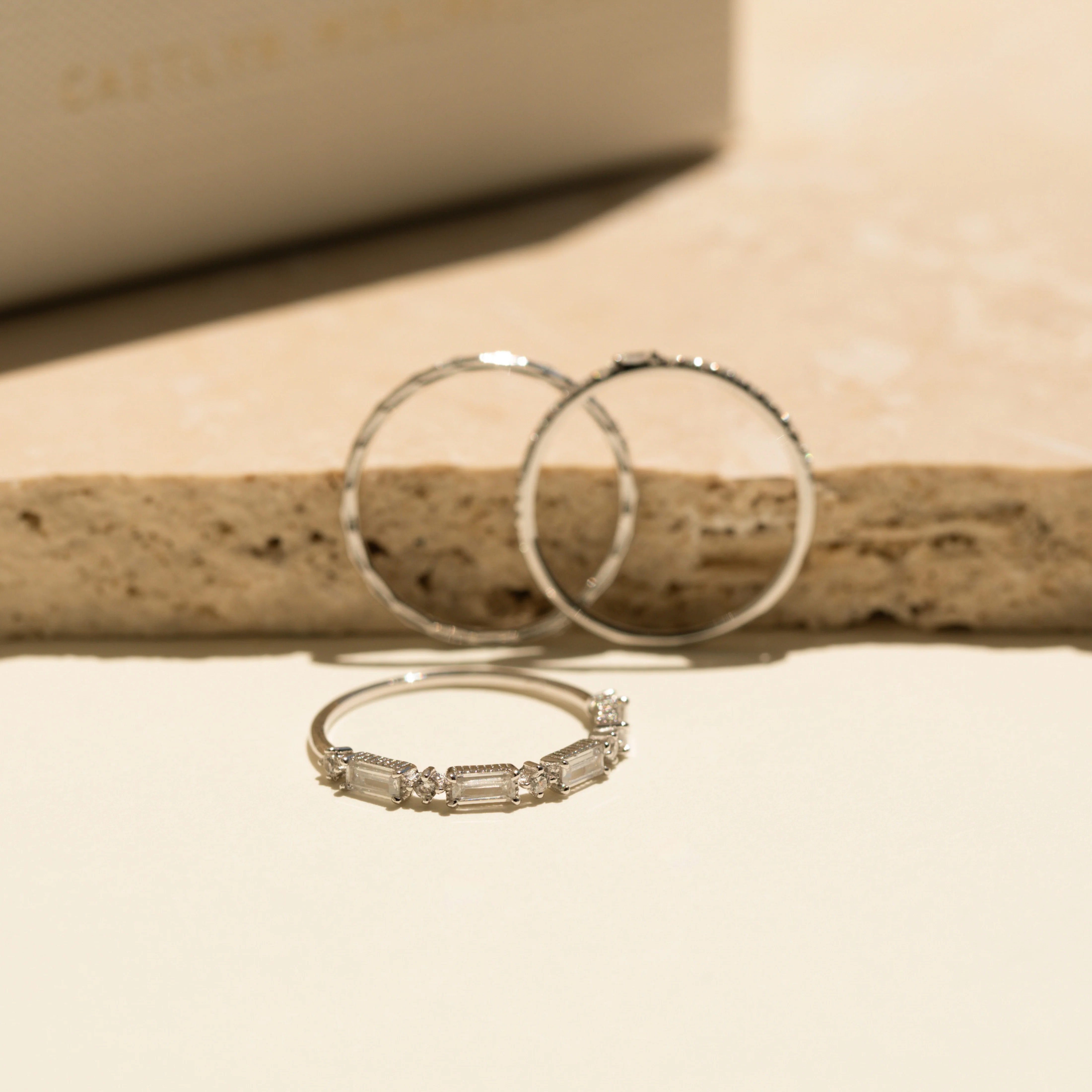 Diamond Stacking Ring Set in Silver - Image 5