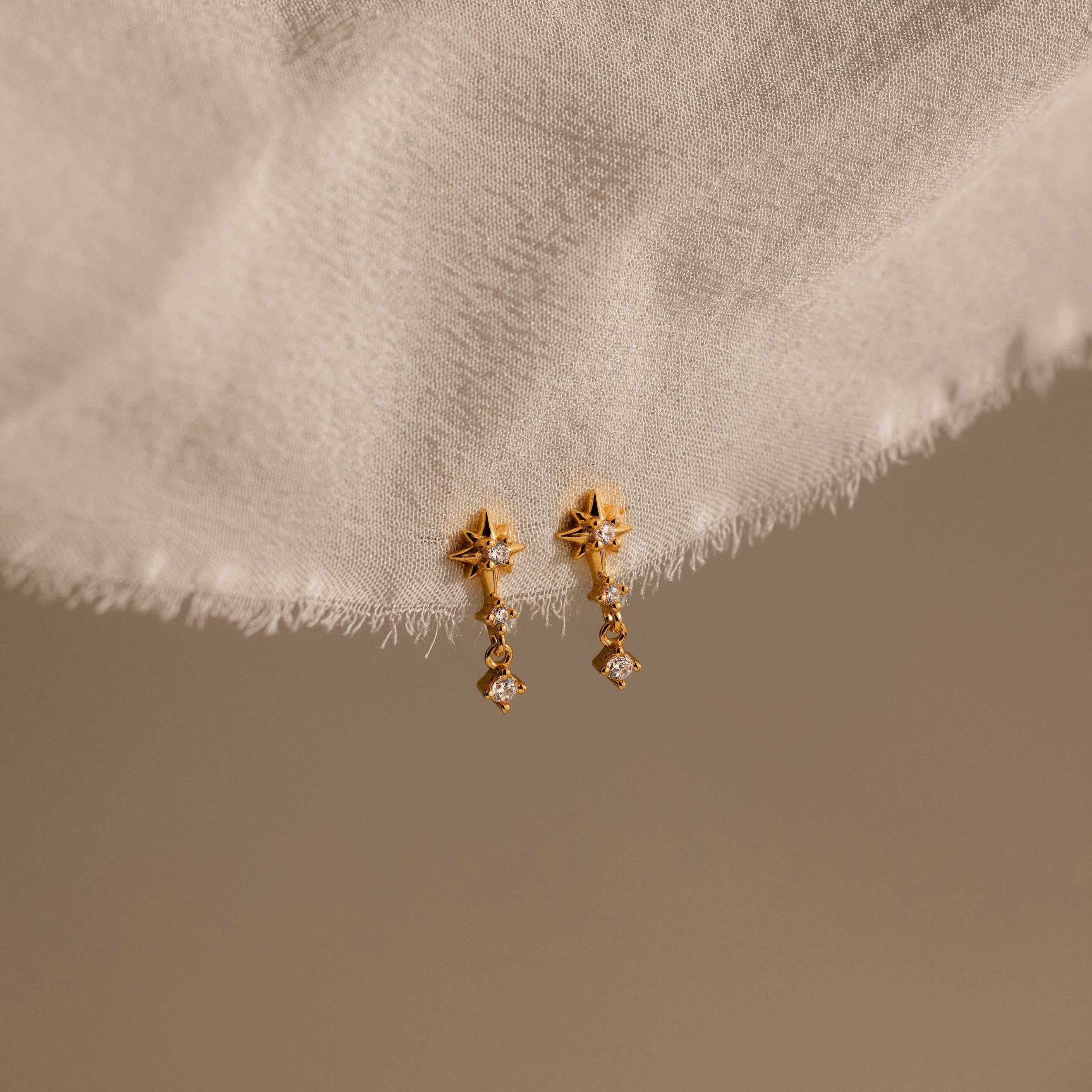 Diamond Starburst Drop Studs in 18K Gold - Image 6