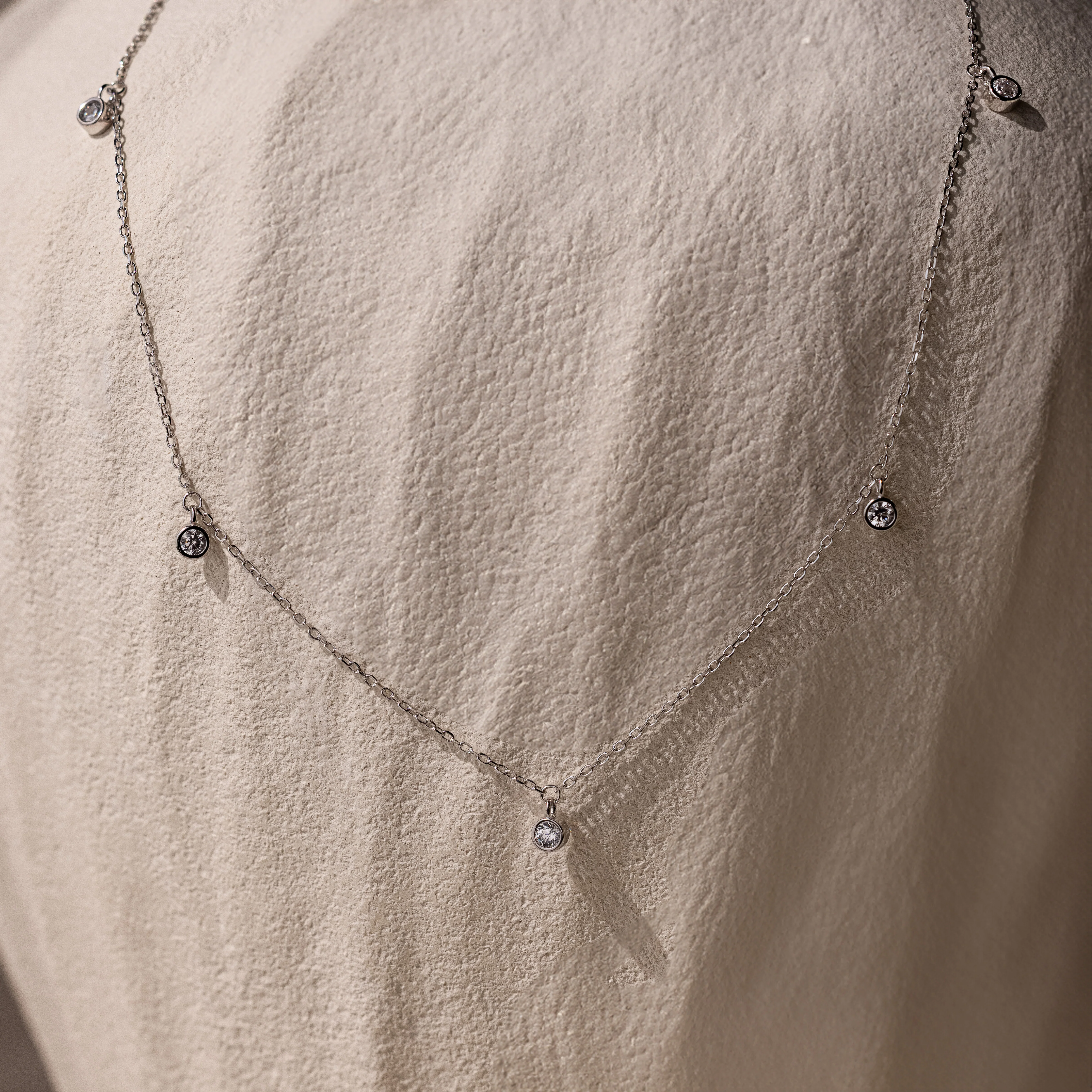 Diamond Station Necklace in Silver - Image 2