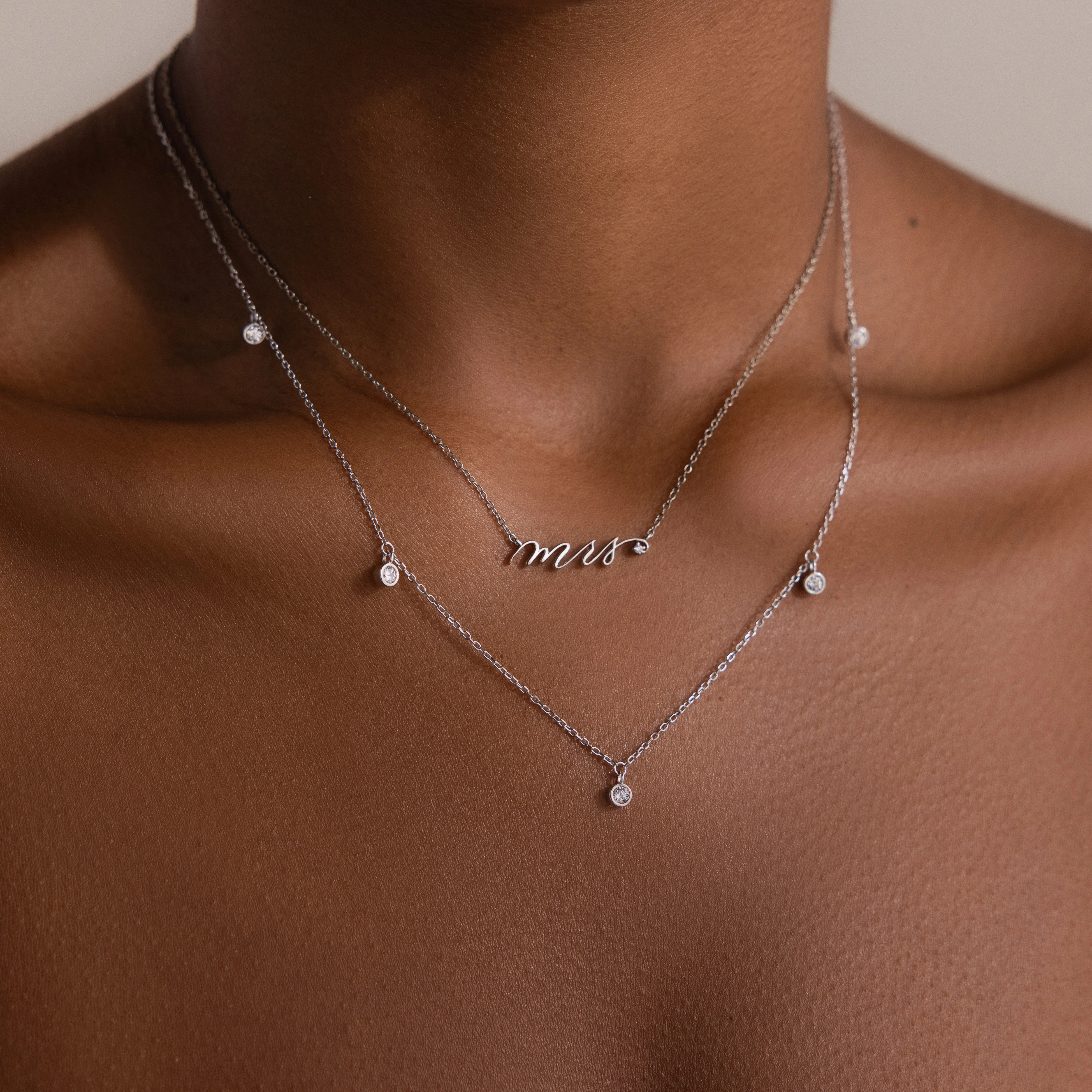 Diamond Station Necklace in Silver - Image 3