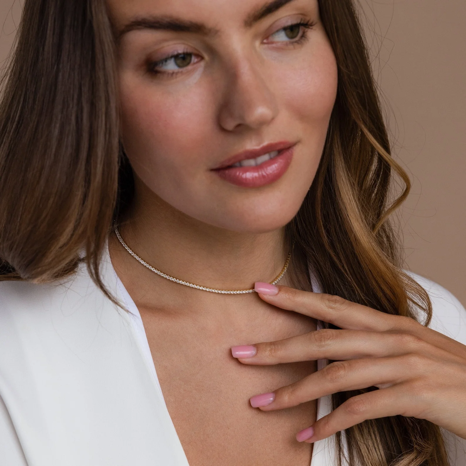 Diamond Tennis Choker Necklace in 18K Gold - Image 4