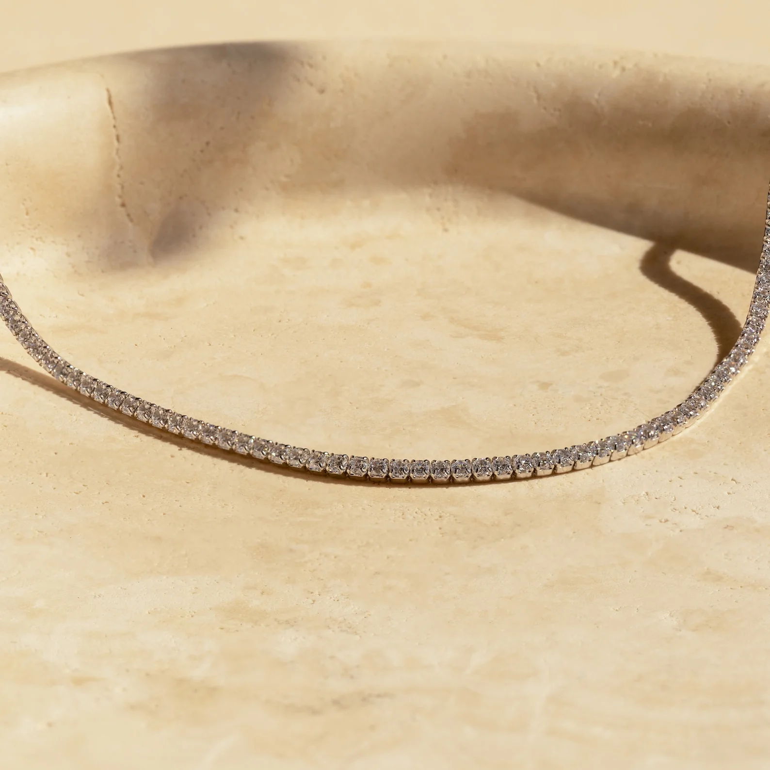 Diamond Tennis Choker Necklace in Silver - Image 3