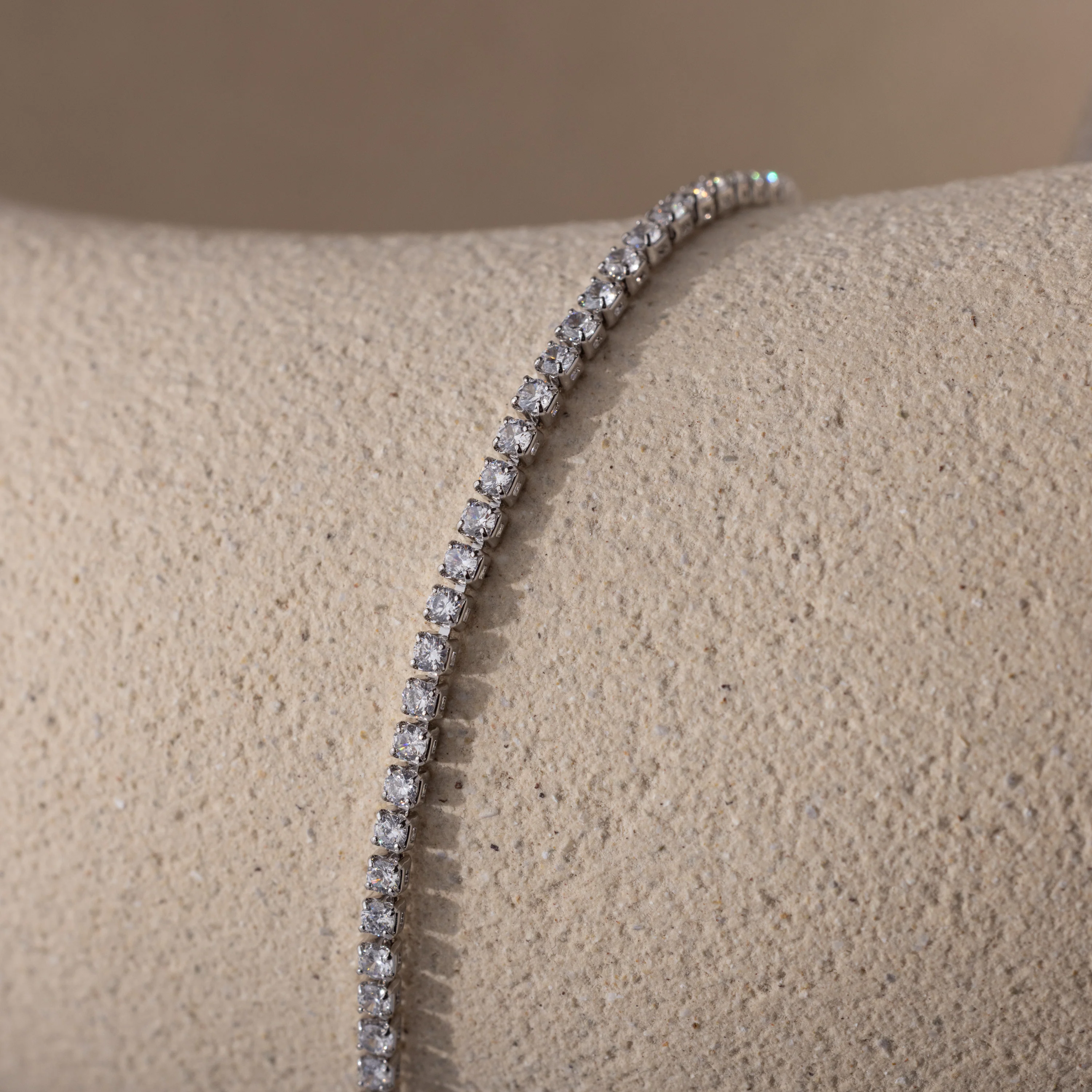 Diamond Tennis Choker Necklace in Silver - Image 6