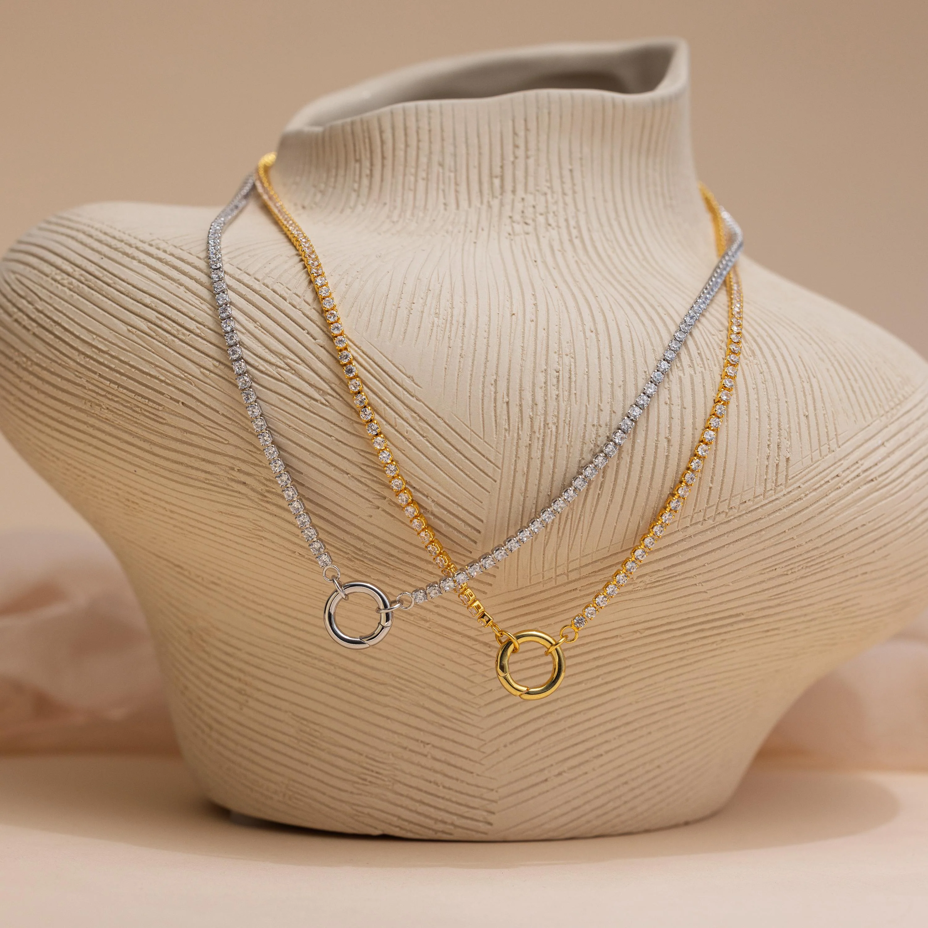 Diamond Tennis Clasp Necklace in 18K Gold - Image 8