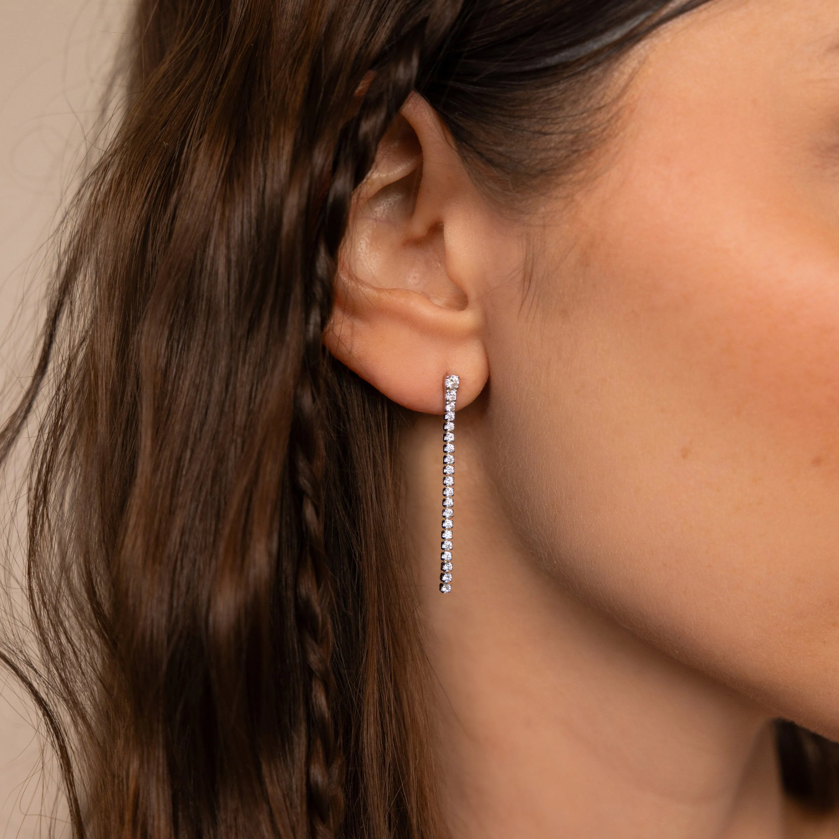 Diamond Tennis Dangle Earrings - Image 4
