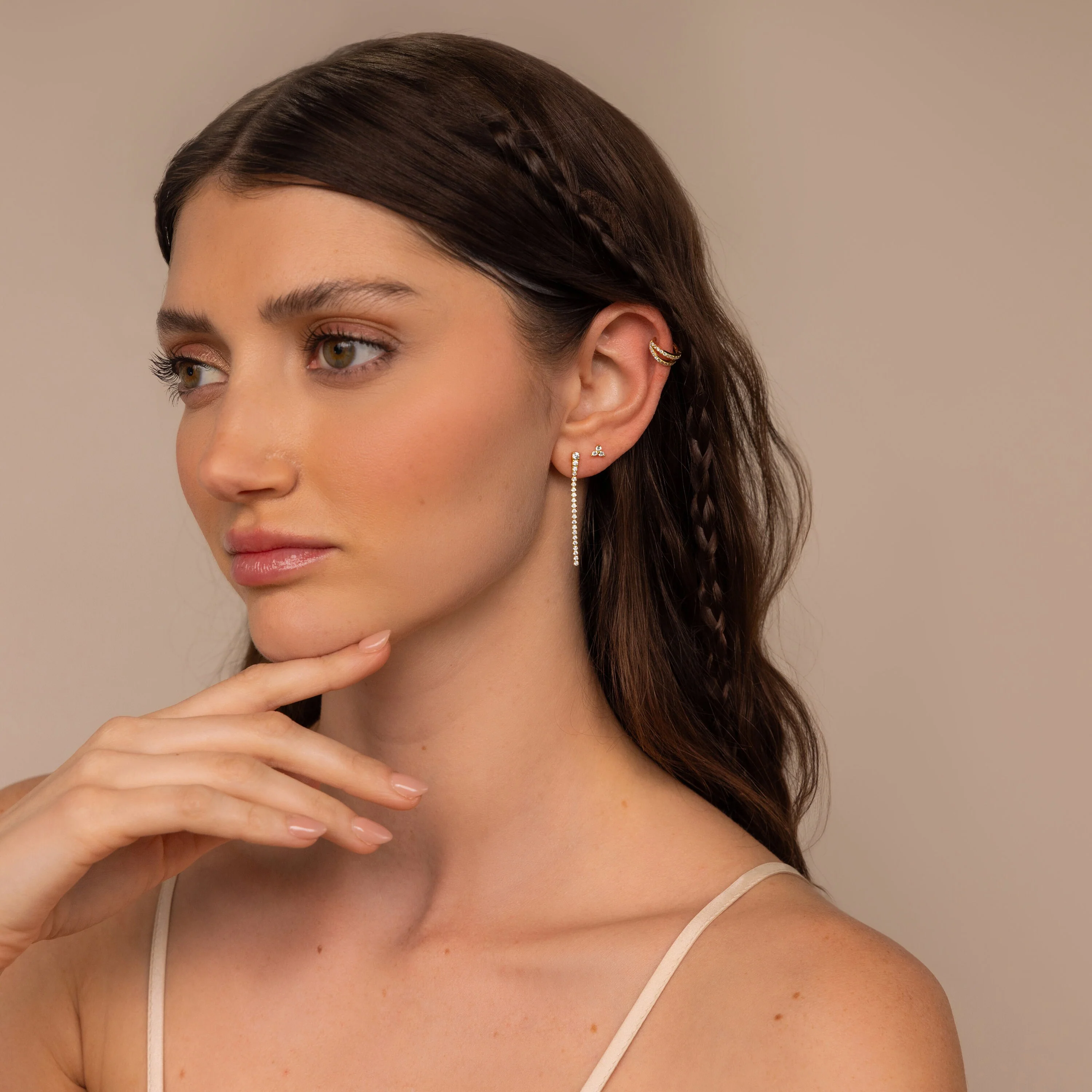 Diamond Tennis Dangle Earrings - Image 6
