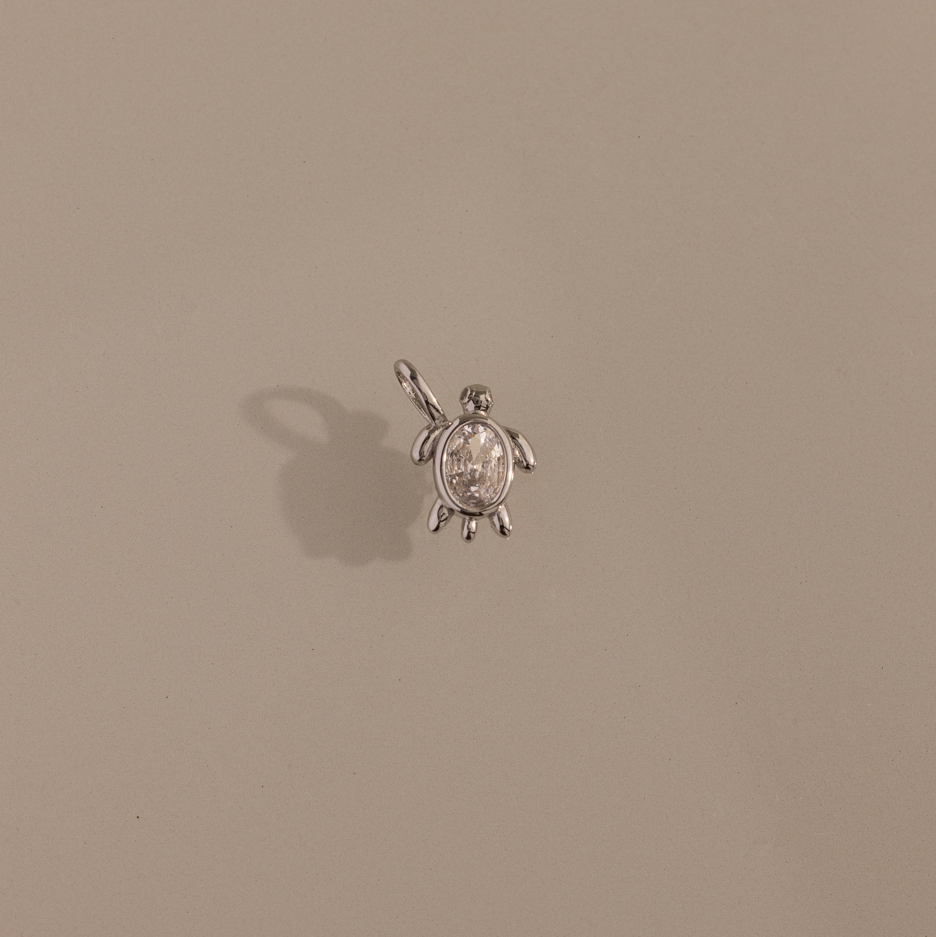 Diamond Turtle Charm in Silver