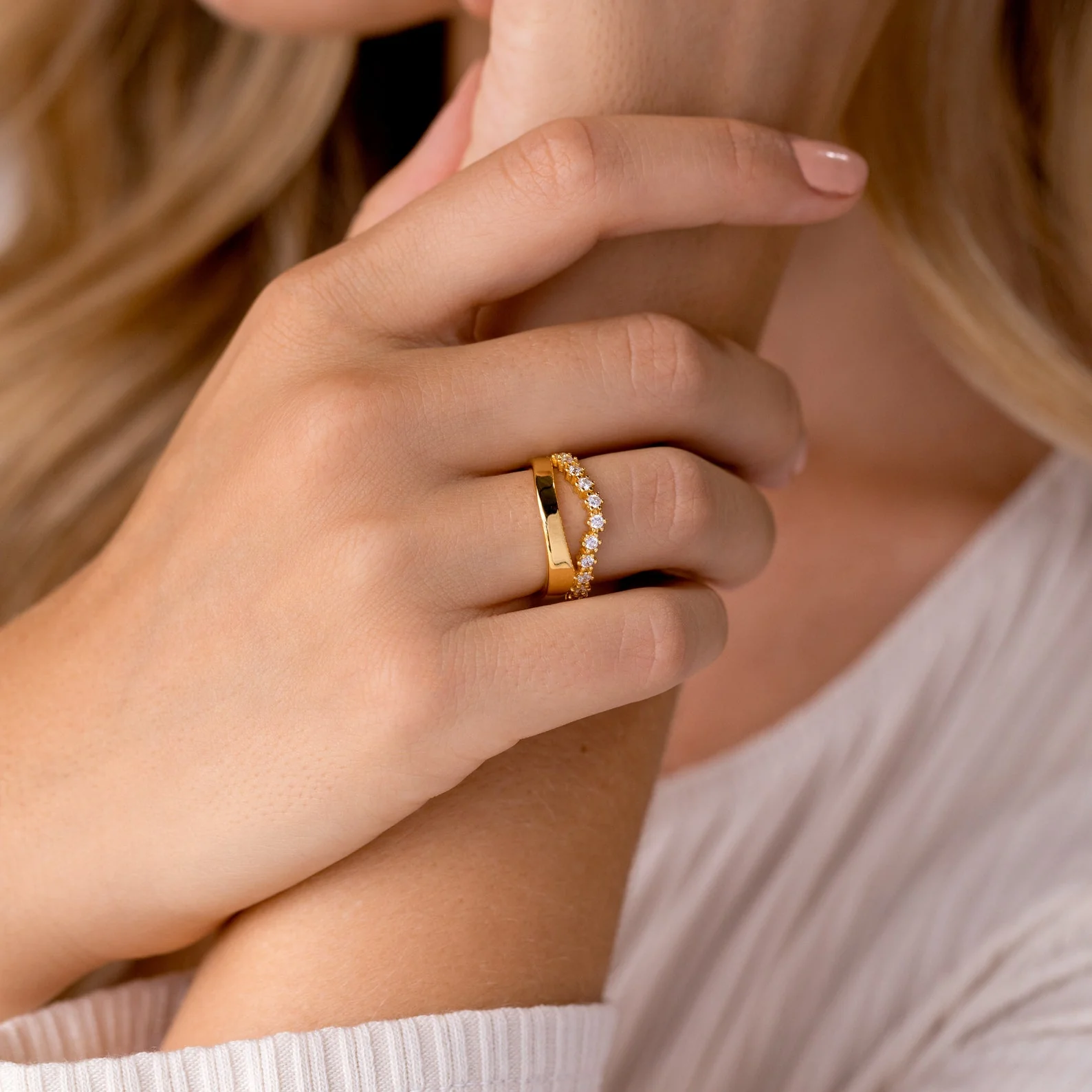 Wave Diamond Duo Ring - Image 4