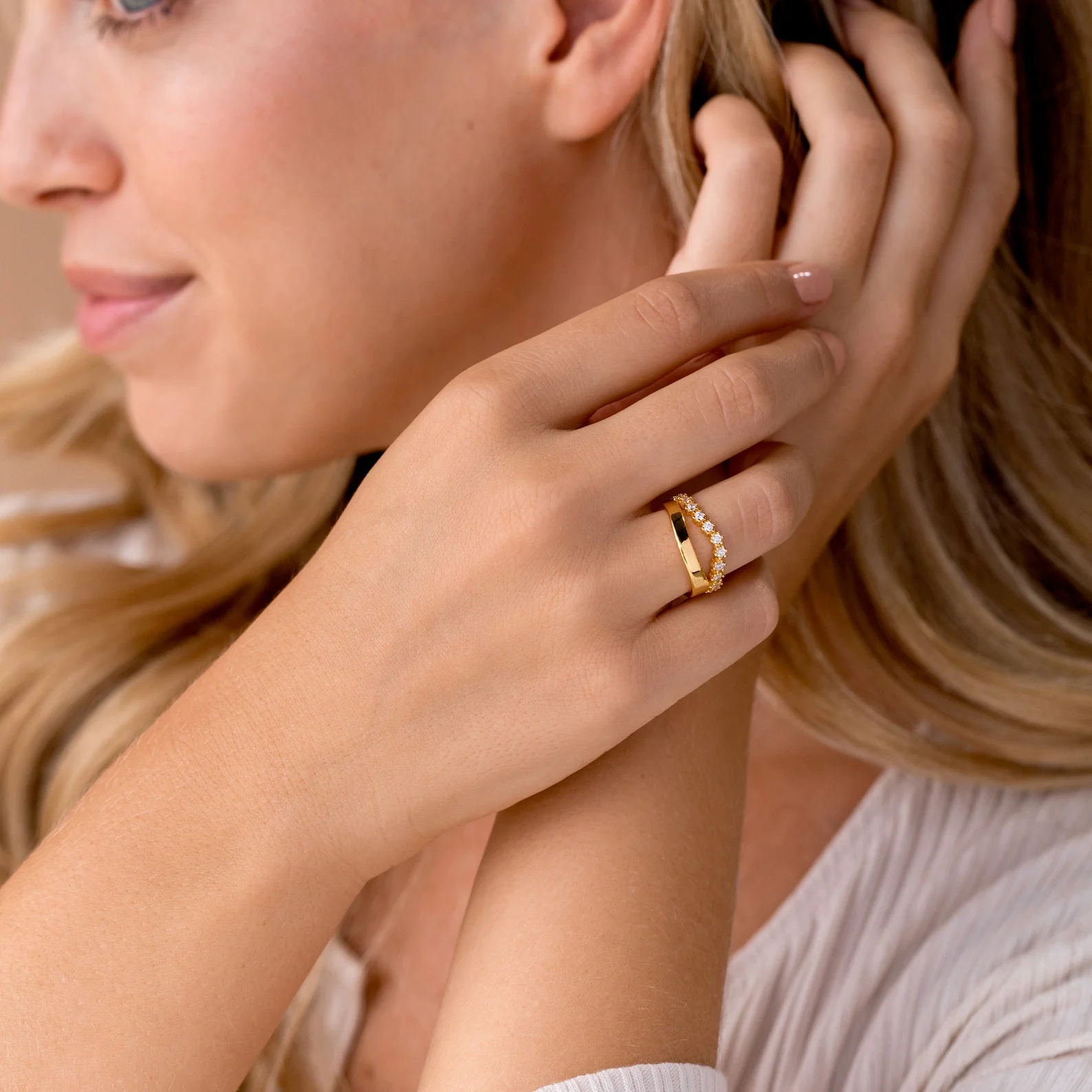 Wave Diamond Duo Ring - Image 6