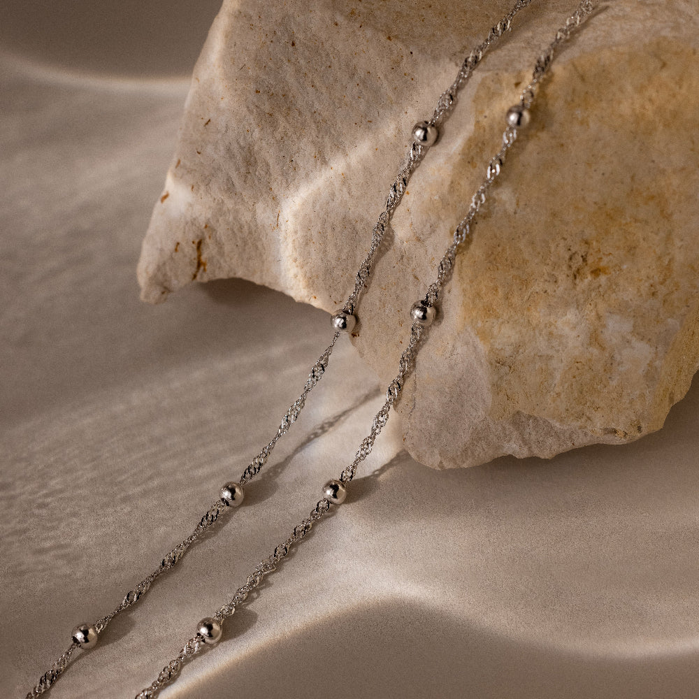 Duo Bead Chain Bracelet in Silver - Image 3
