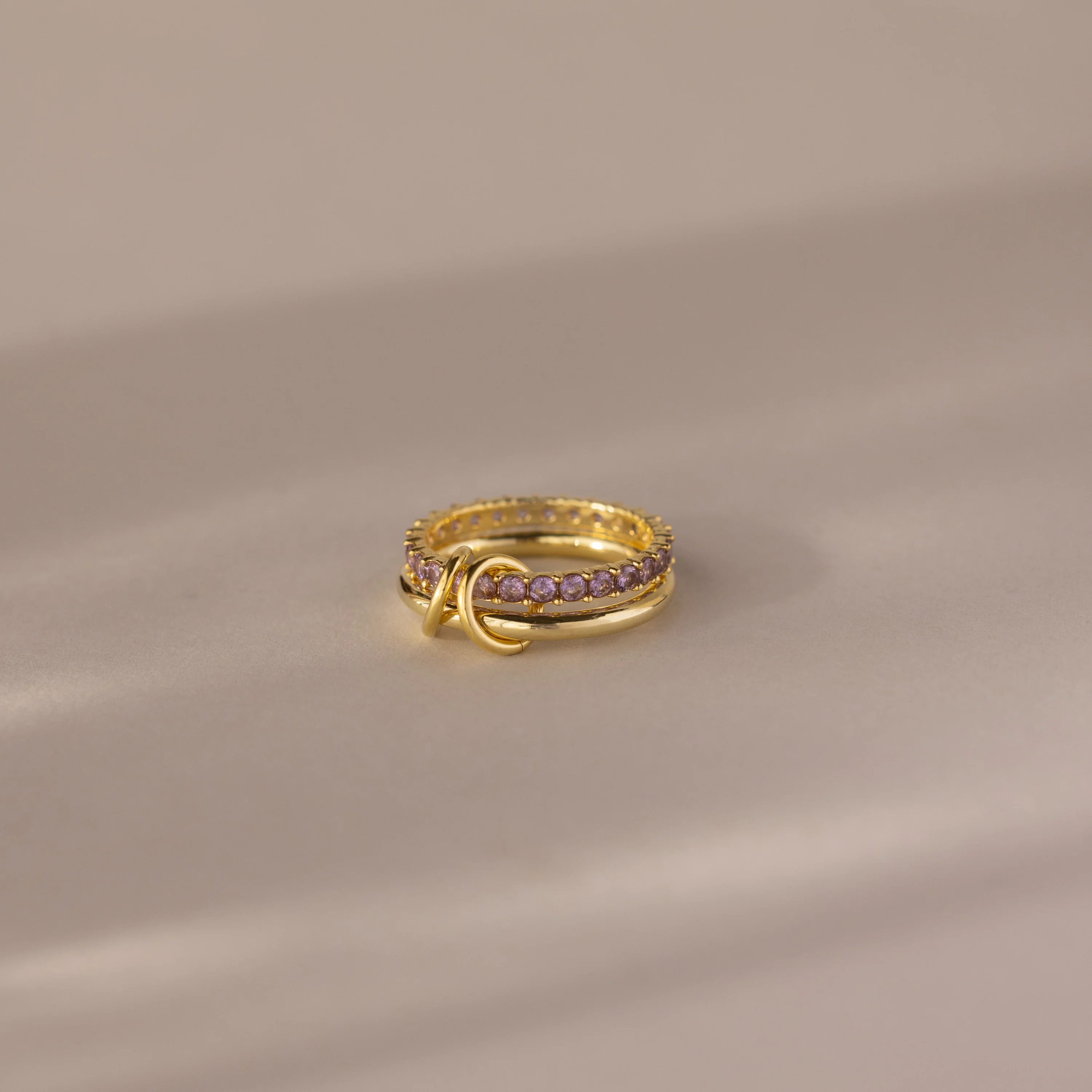 Duo Birthstone Tennis Linked Ring Set