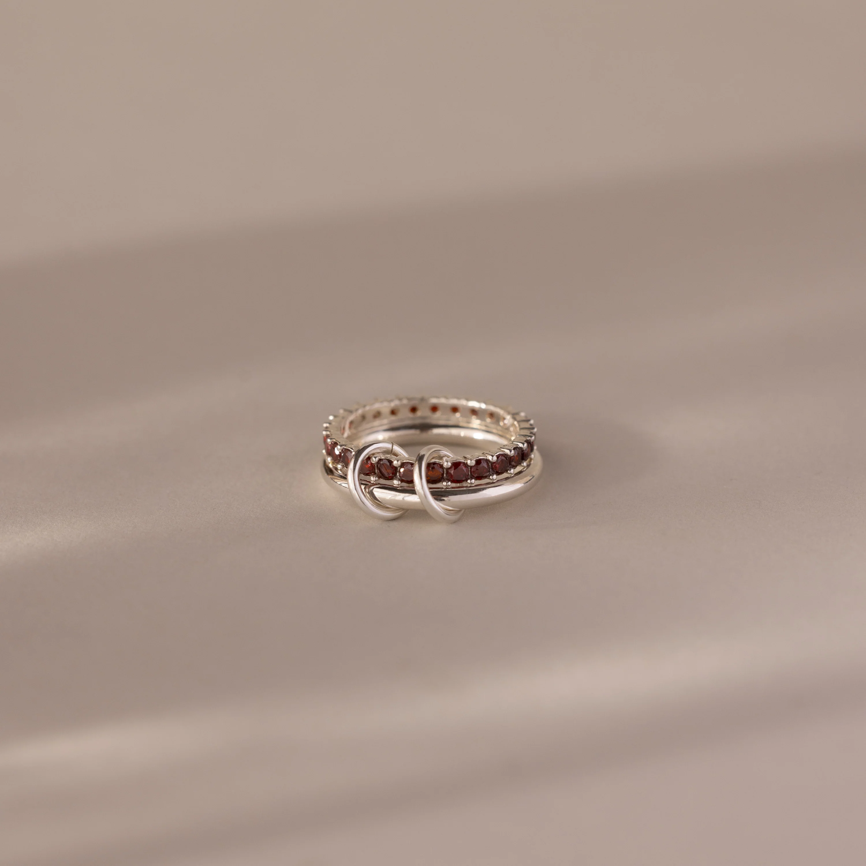 Duo Garnet Tennis Linked Ring Set - Image 3