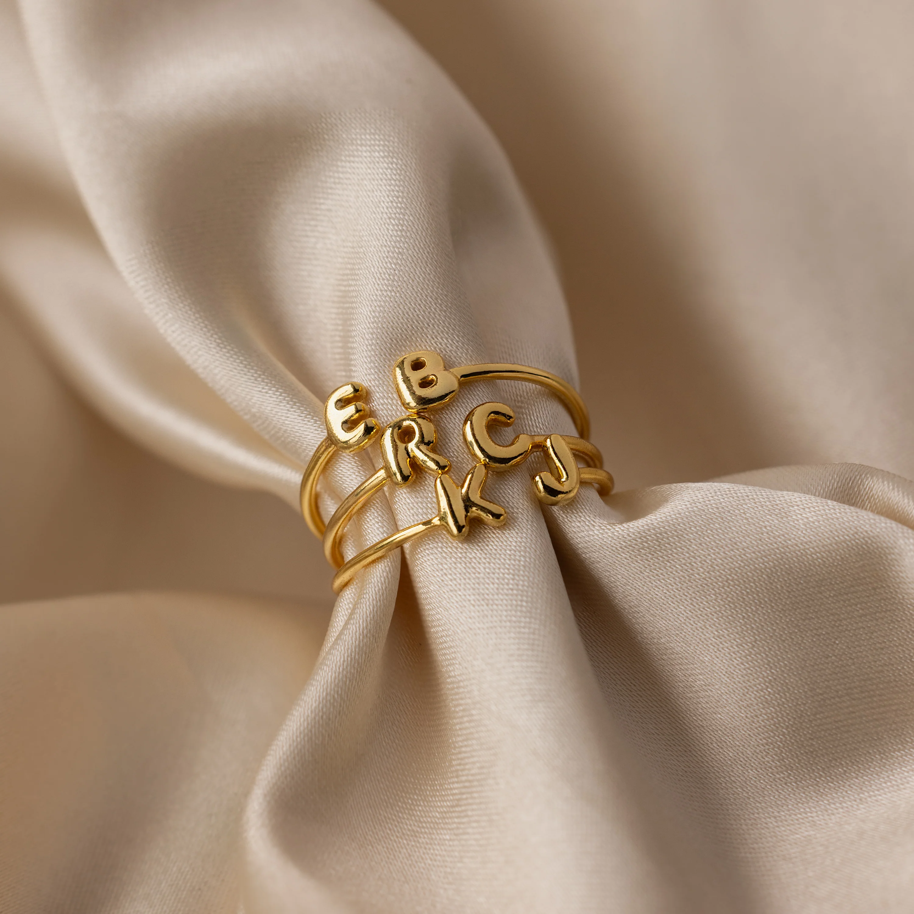 Duo Bubble Initial Ring in Silver - Image 4