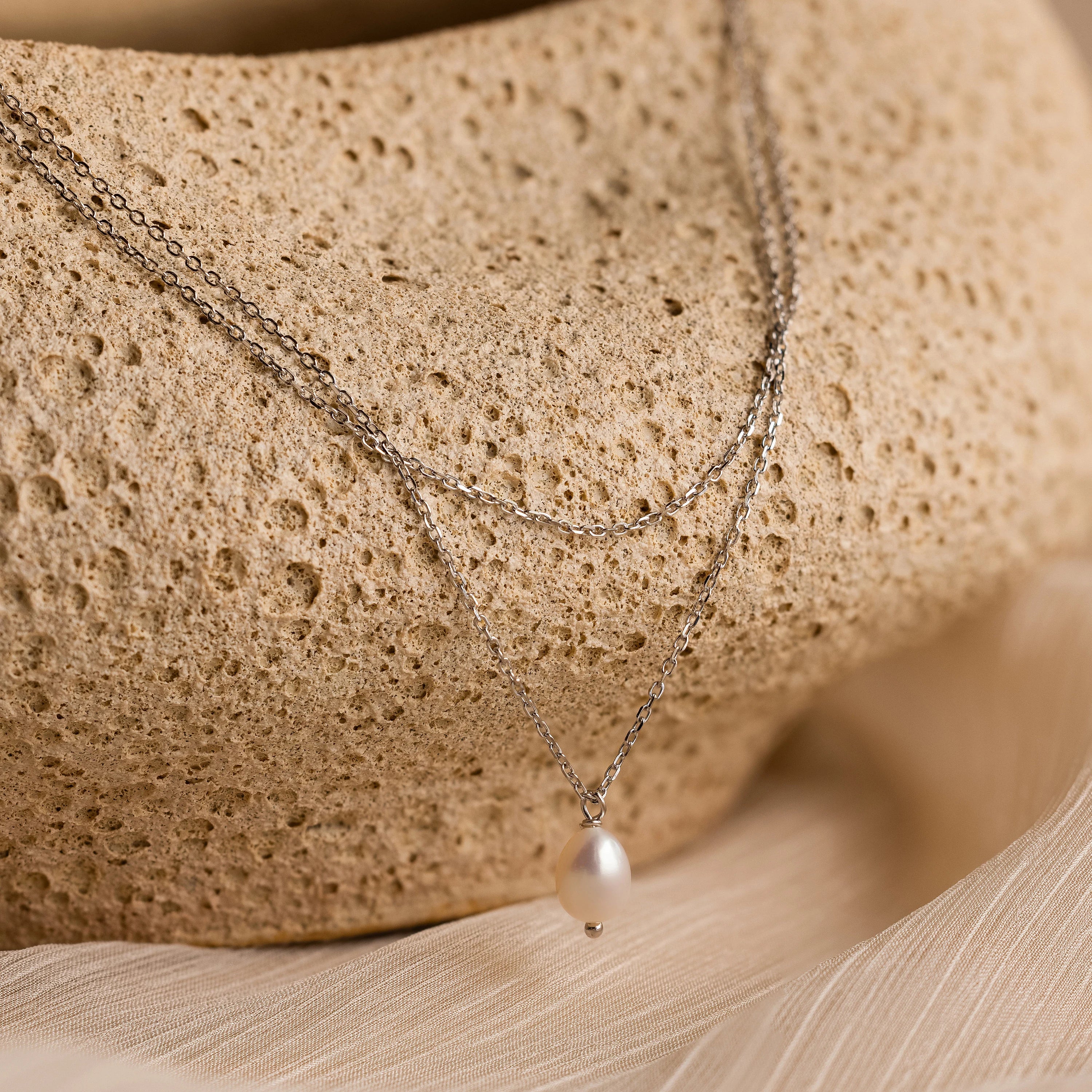 Duo Chain Pearl Necklace - Image 5