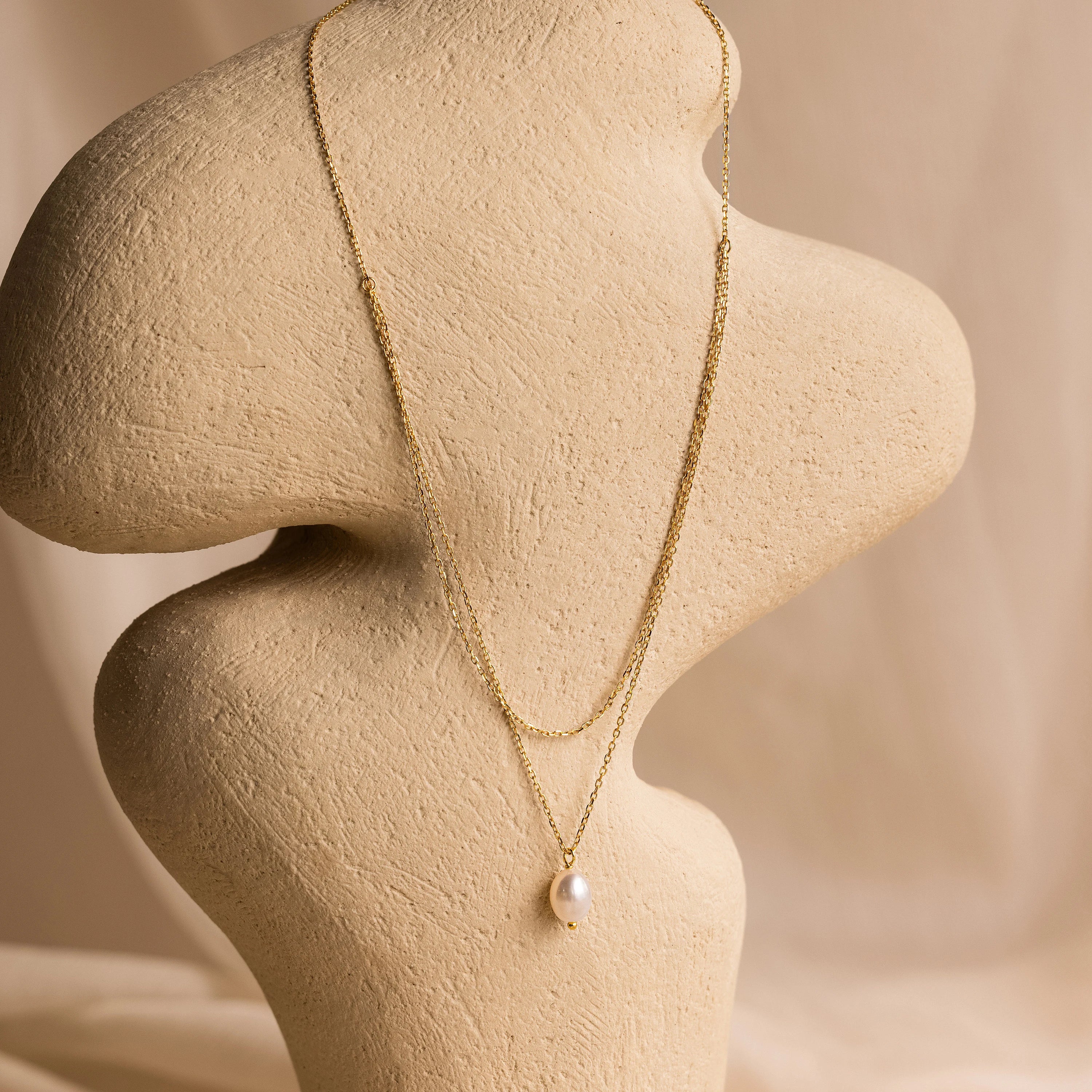 Duo Chain Pearl Necklace - Image 7