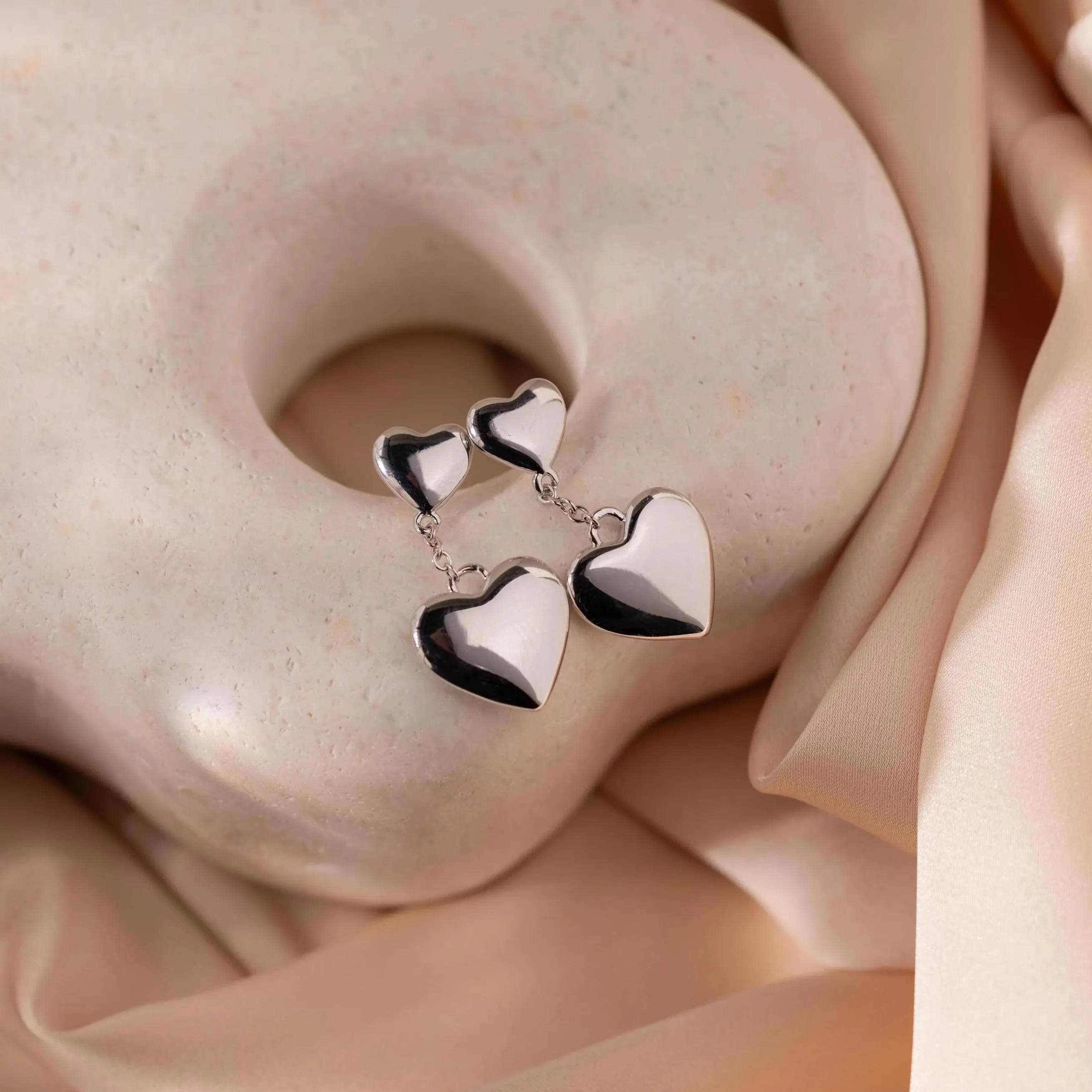 Duo Heart Drop Studs - Image 5