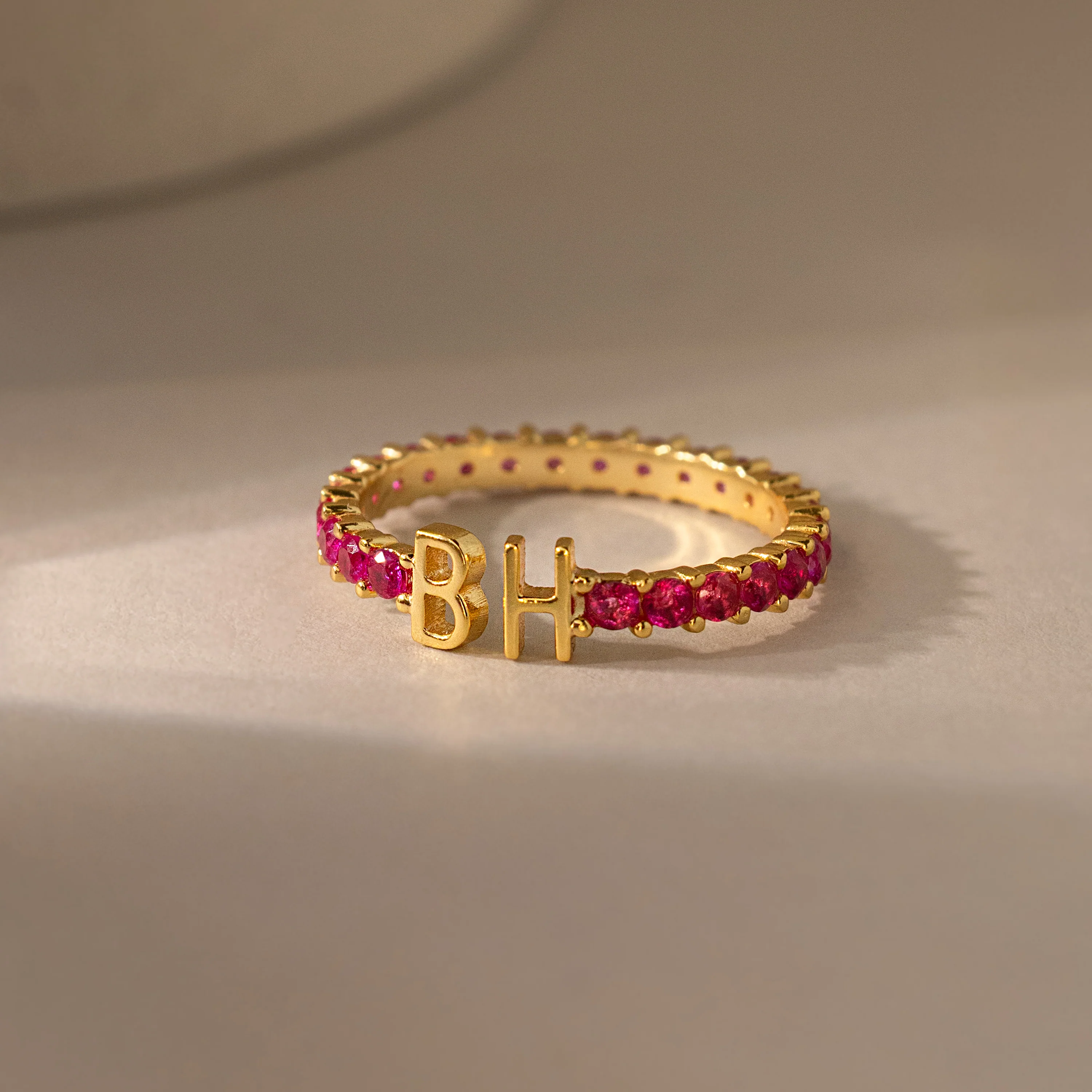 Duo Initial Ruby Tennis Ring